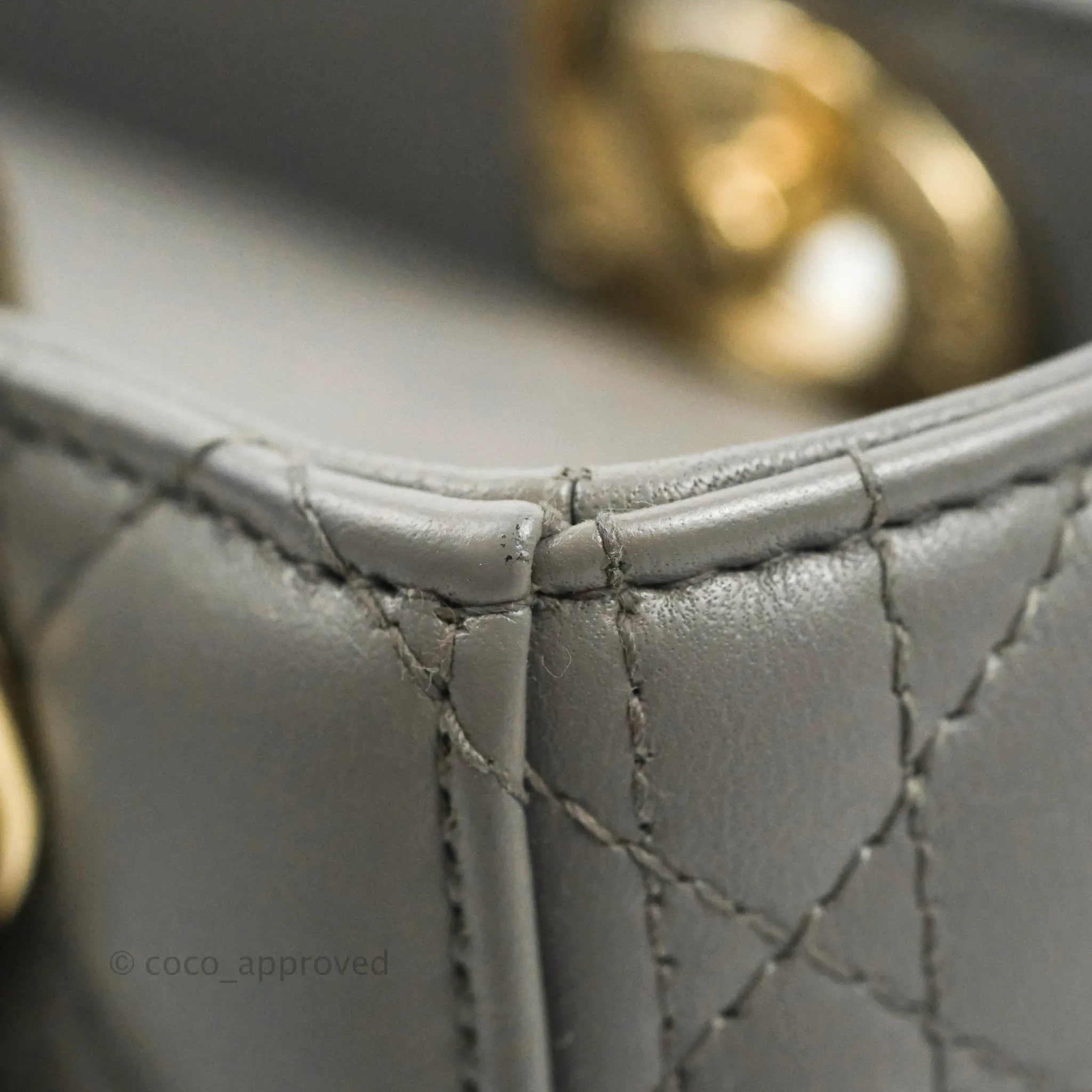 Christian Dior Lambskin My ABCDior Lady Dior Grey Gold Hardware
