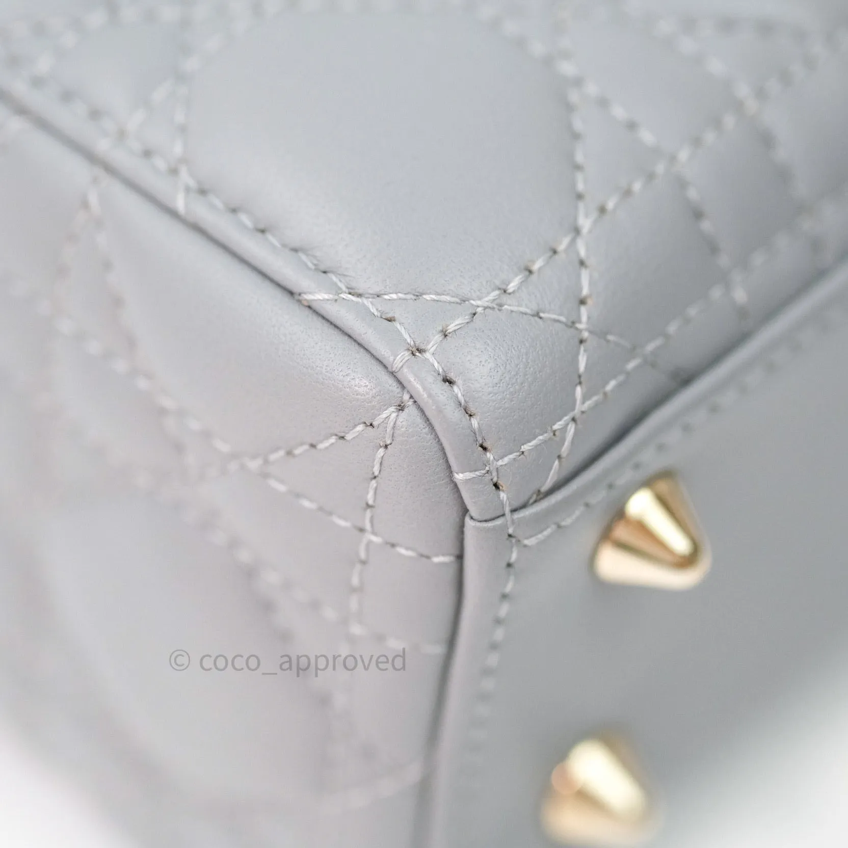 Christian Dior Lambskin My ABCDior Lady Dior Grey Gold Hardware