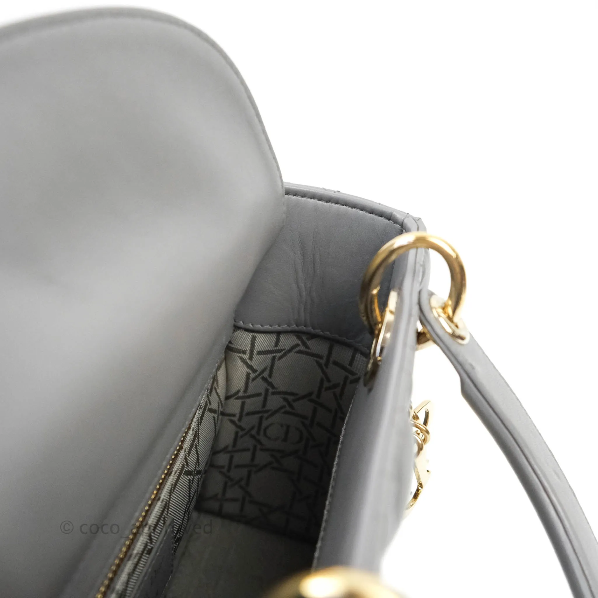 Christian Dior Lambskin My ABCDior Lady Dior Grey Gold Hardware