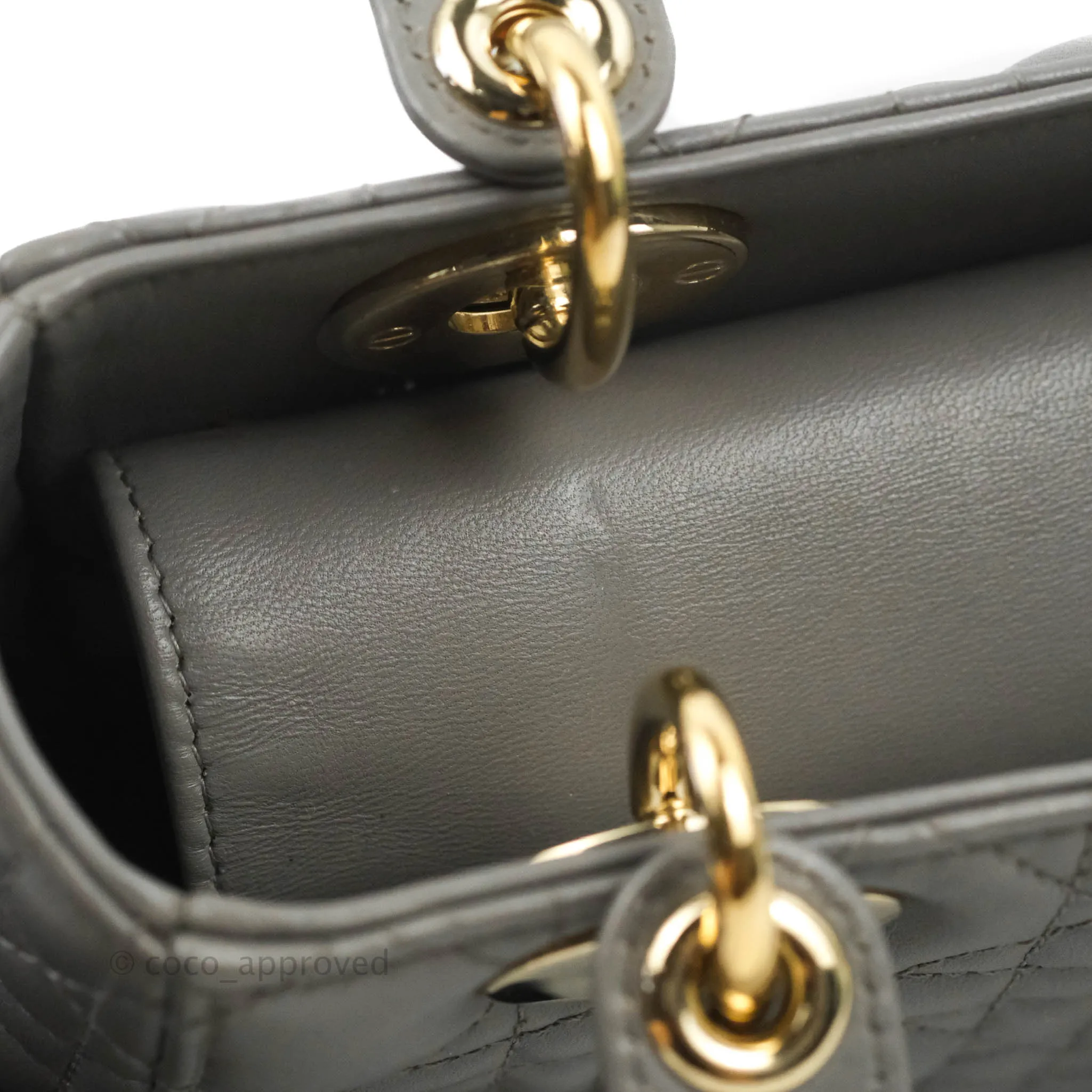 Christian Dior Lambskin My ABCDior Lady Dior Grey Gold Hardware