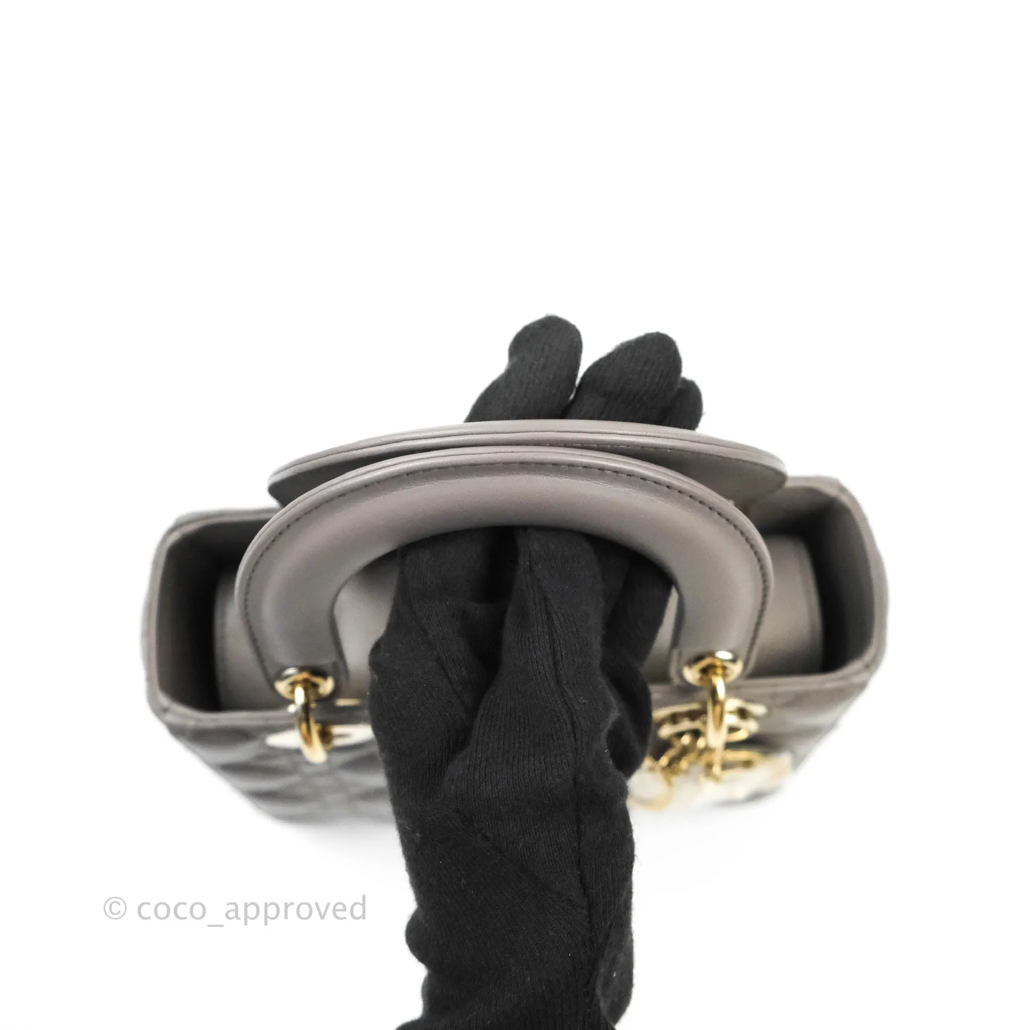 Christian Dior Lambskin My ABCDior Lady Dior Grey Gold Hardware