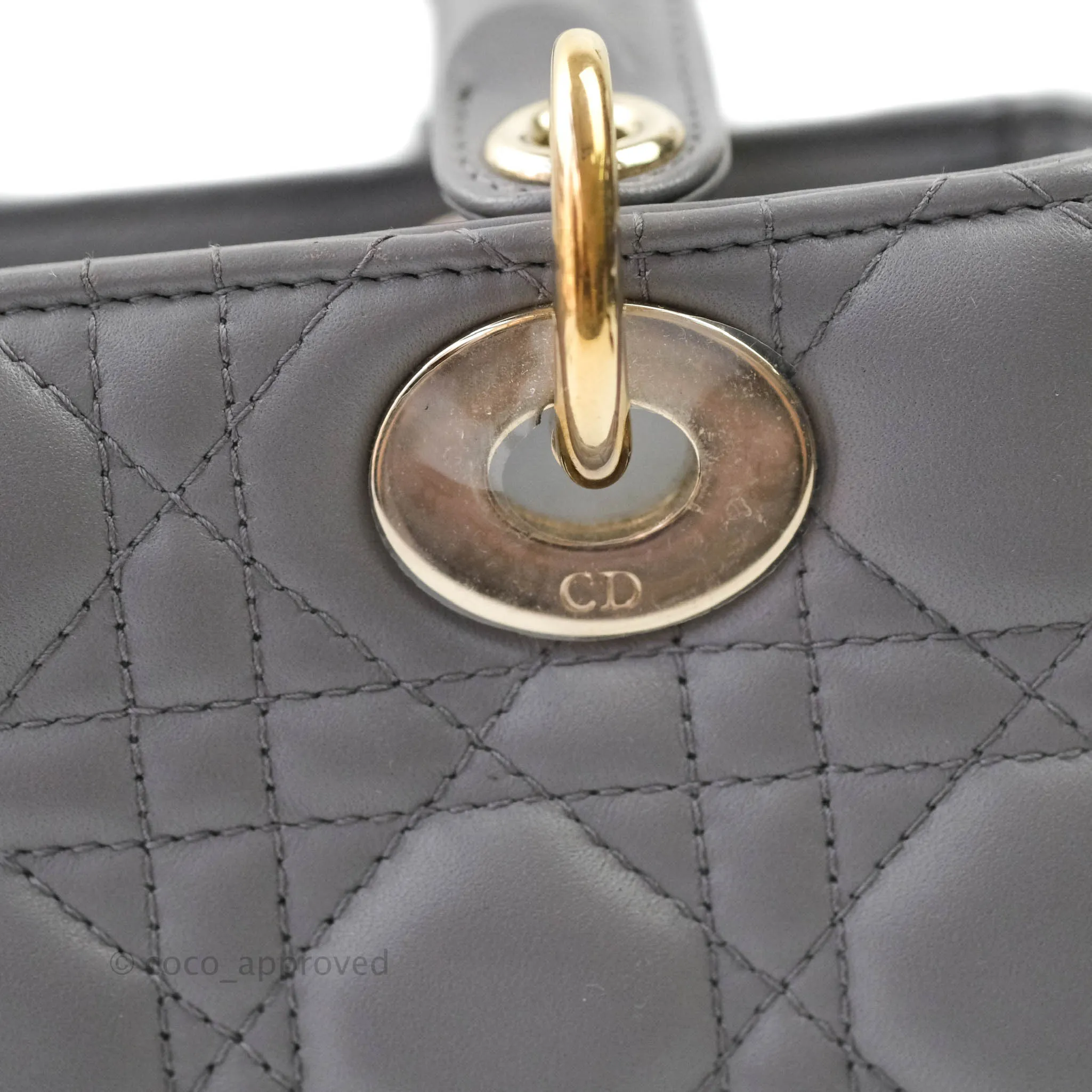 Christian Dior Lambskin My ABCDior Lady Dior Grey Gold Hardware