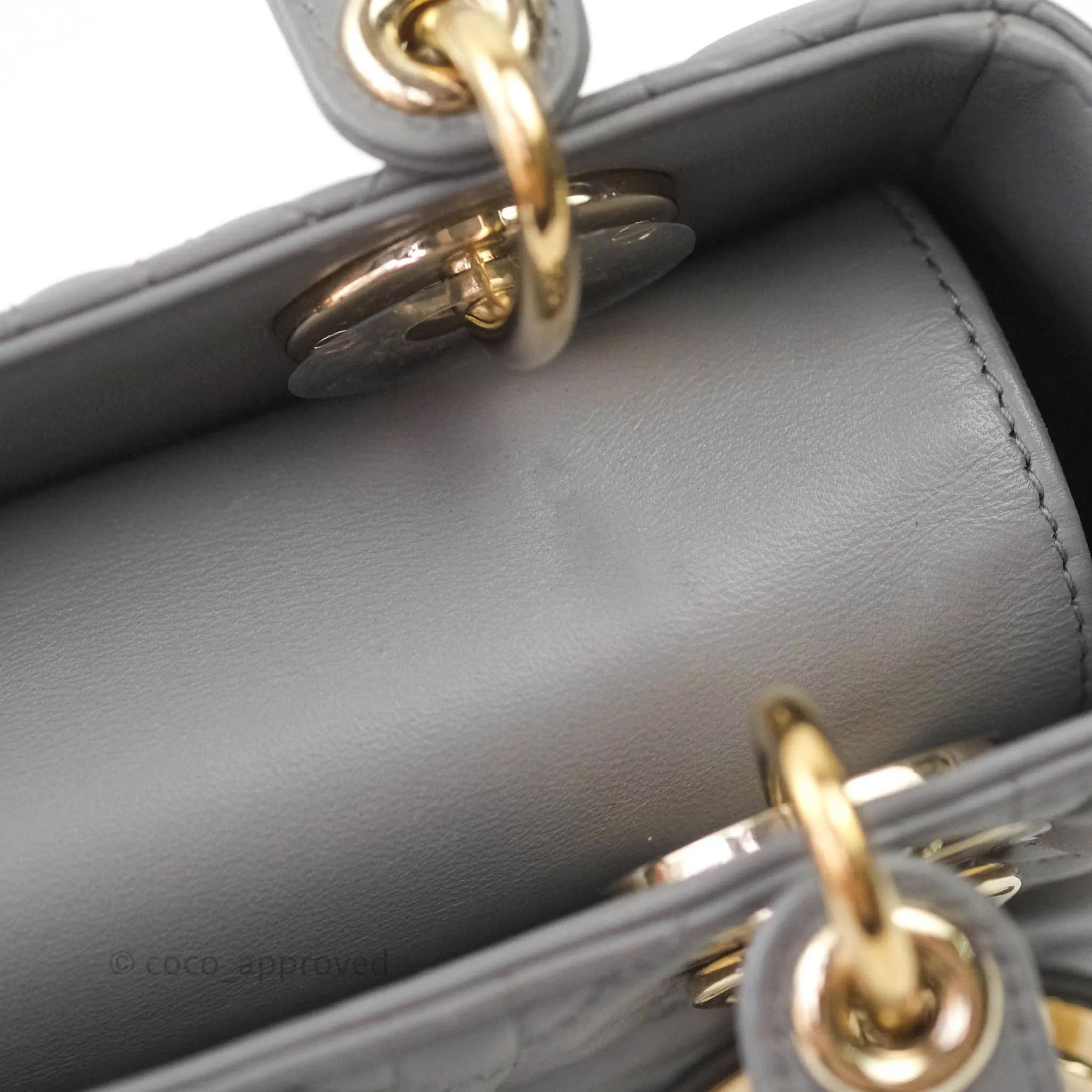 Christian Dior Lambskin My ABCDior Lady Dior Grey Gold Hardware