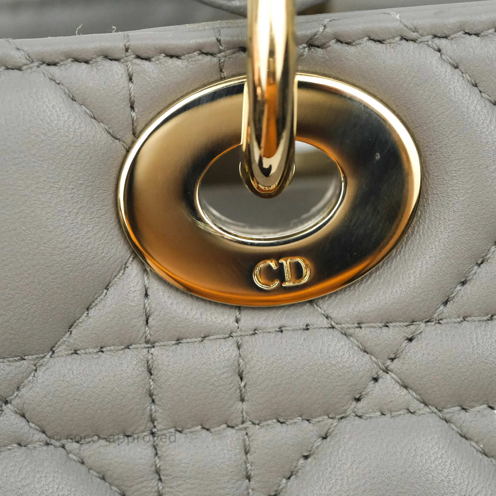 Christian Dior Lambskin My ABCDior Lady Dior Grey Gold Hardware