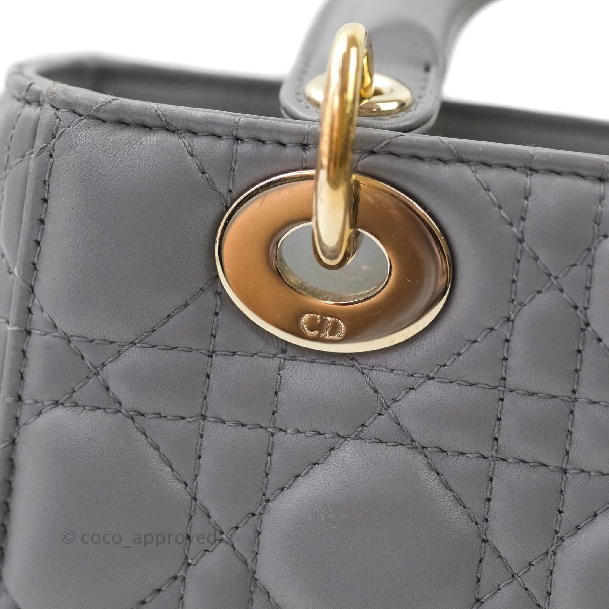 Christian Dior Lambskin My ABCDior Lady Dior Grey Gold Hardware