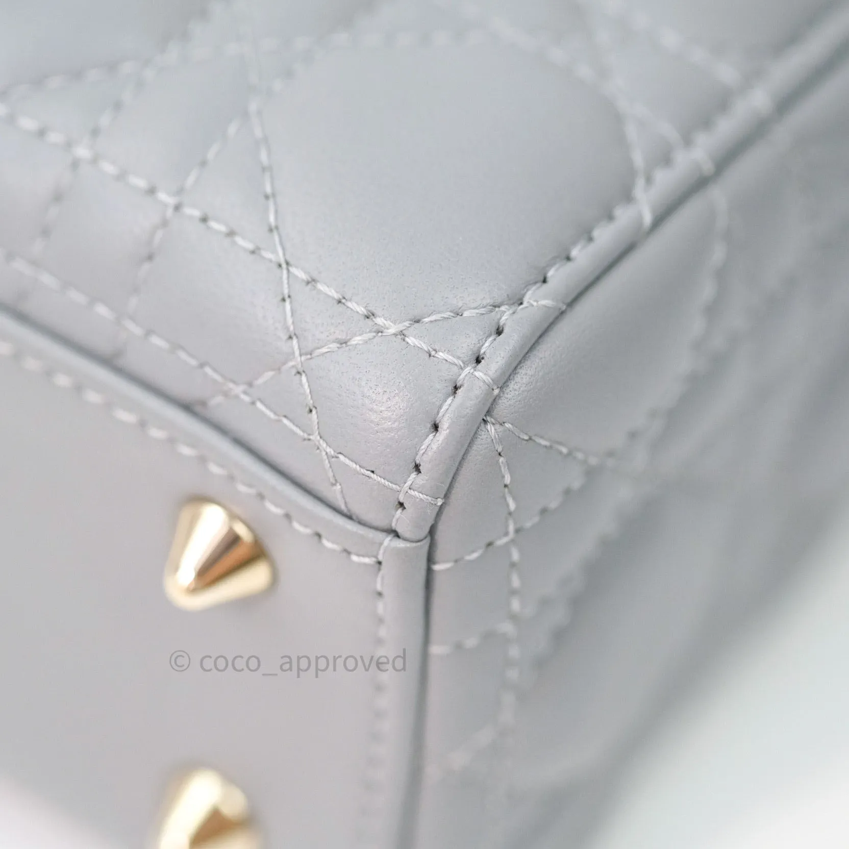 Christian Dior Lambskin My ABCDior Lady Dior Grey Gold Hardware