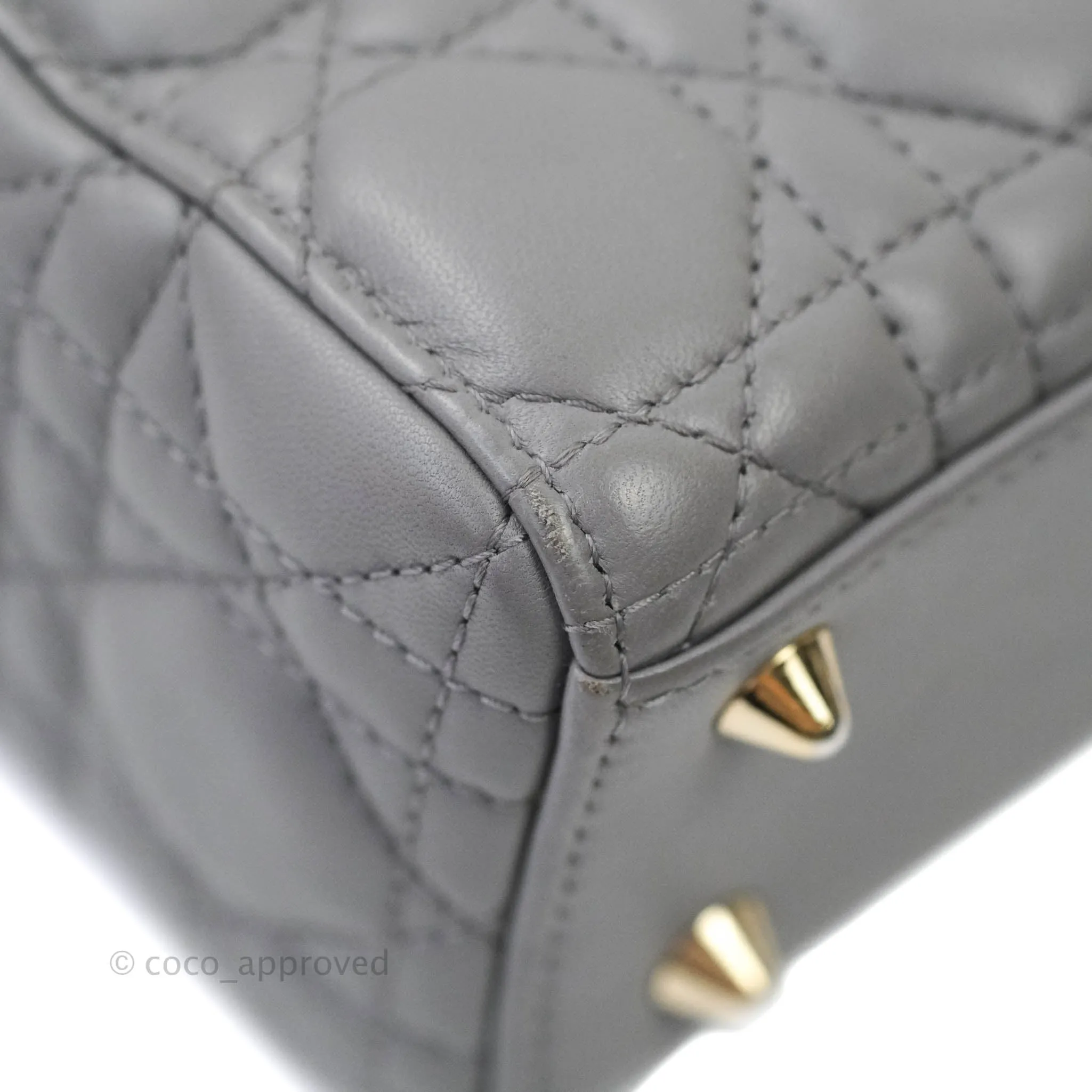 Christian Dior Lambskin My ABCDior Lady Dior Grey Gold Hardware