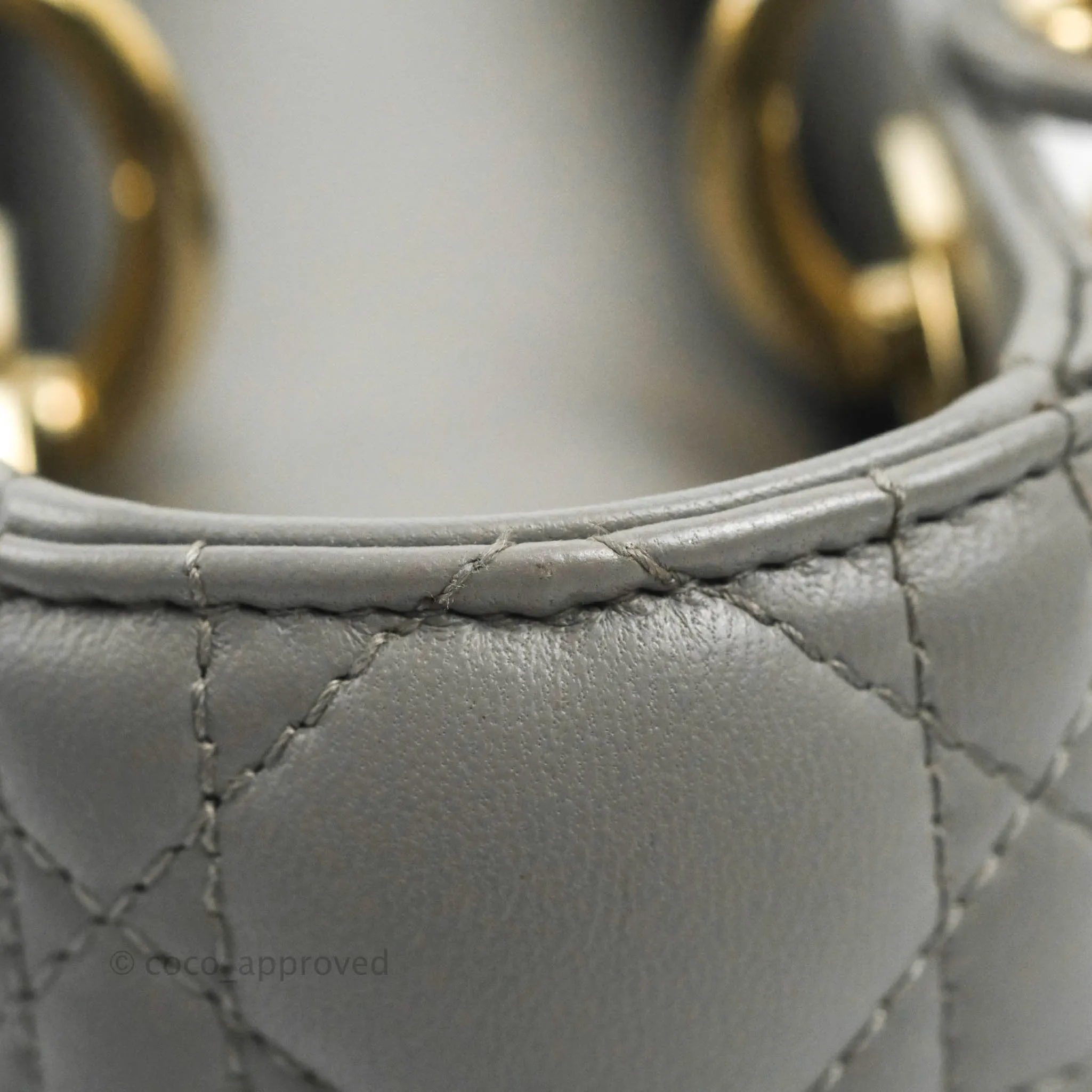 Christian Dior Lambskin My ABCDior Lady Dior Grey Gold Hardware