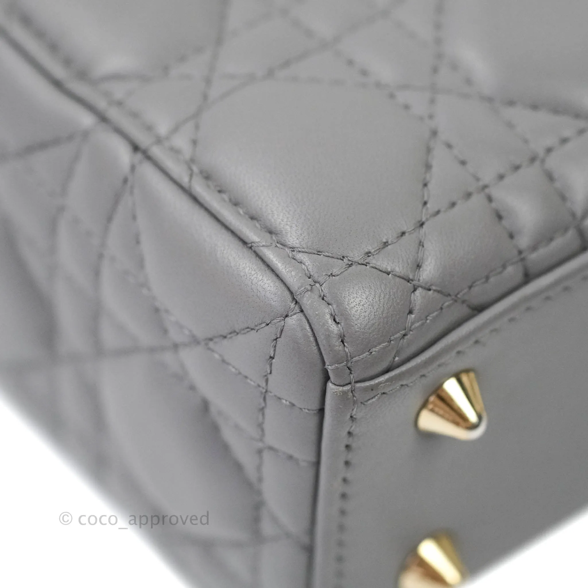 Christian Dior Lambskin My ABCDior Lady Dior Grey Gold Hardware