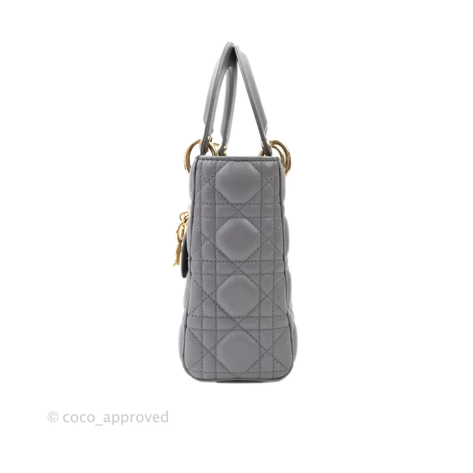 Christian Dior Lambskin My ABCDior Lady Dior Grey Gold Hardware