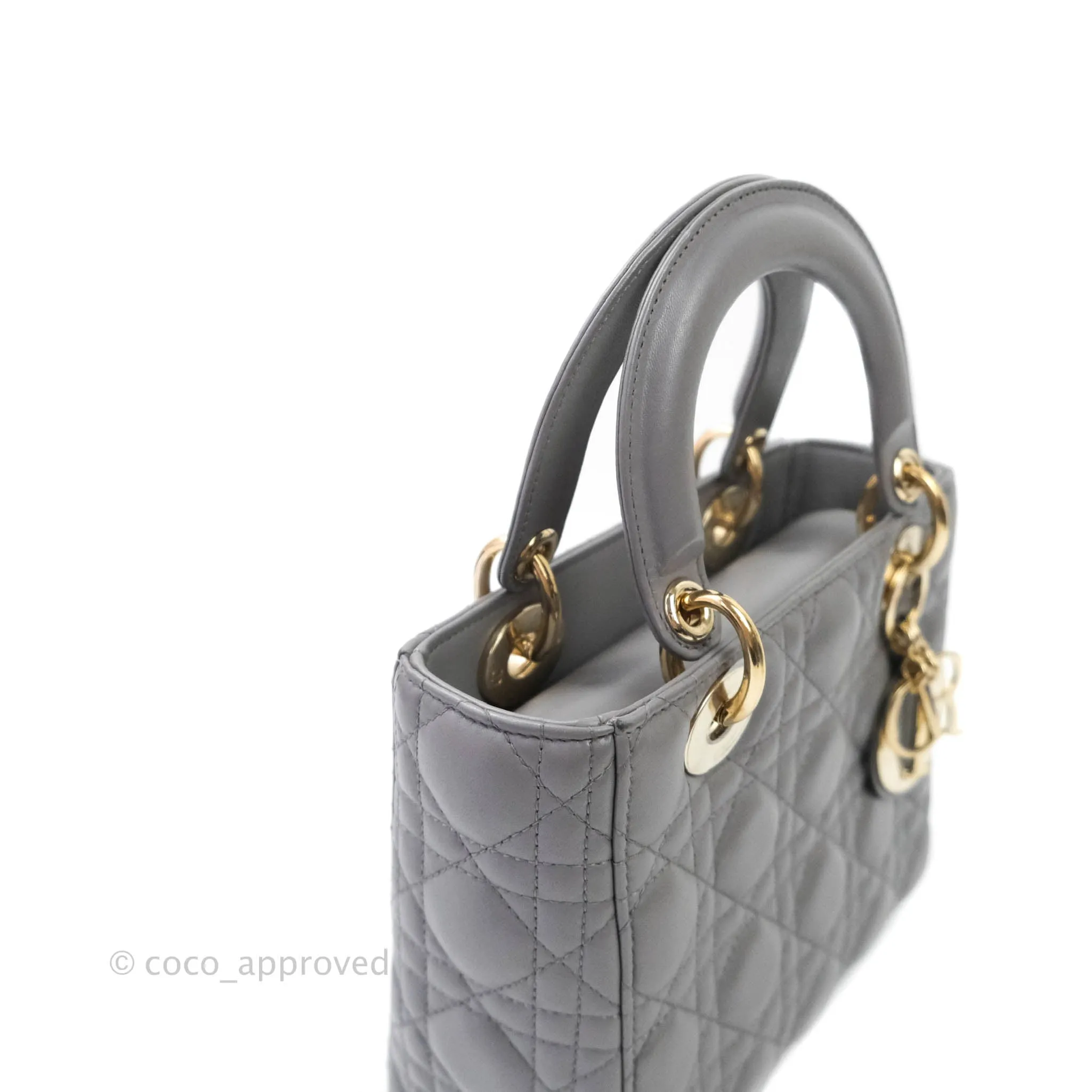 Christian Dior Lambskin My ABCDior Lady Dior Grey Gold Hardware