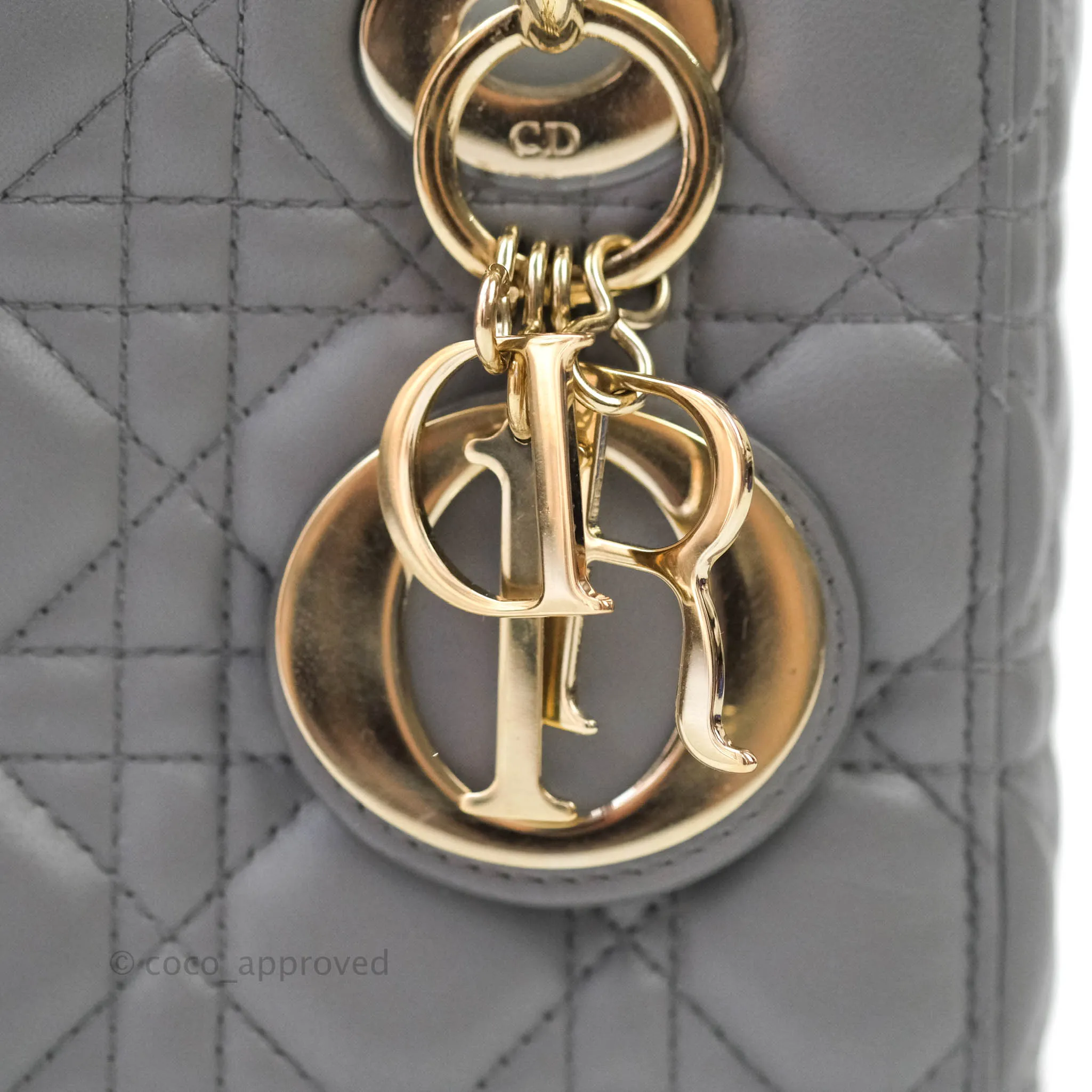 Christian Dior Lambskin My ABCDior Lady Dior Grey Gold Hardware
