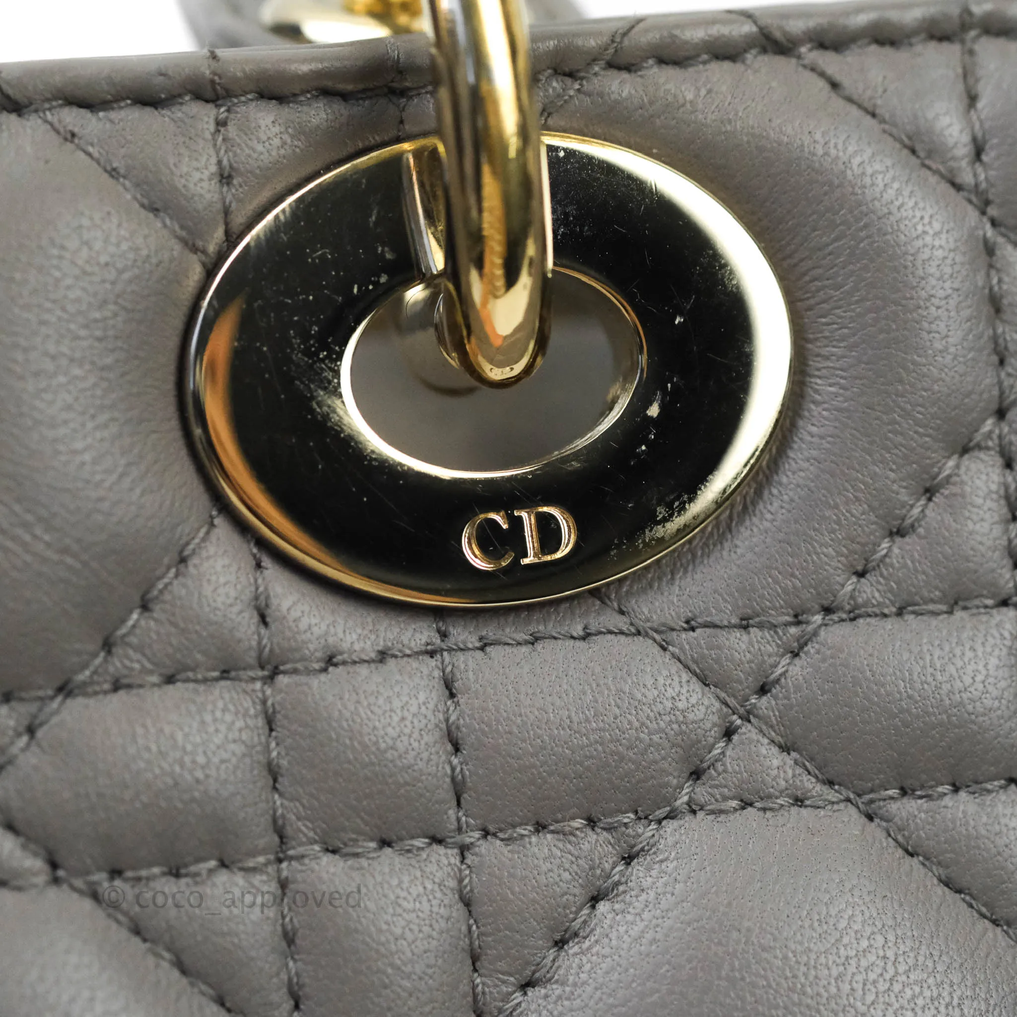 Christian Dior Lambskin My ABCDior Lady Dior Grey Gold Hardware
