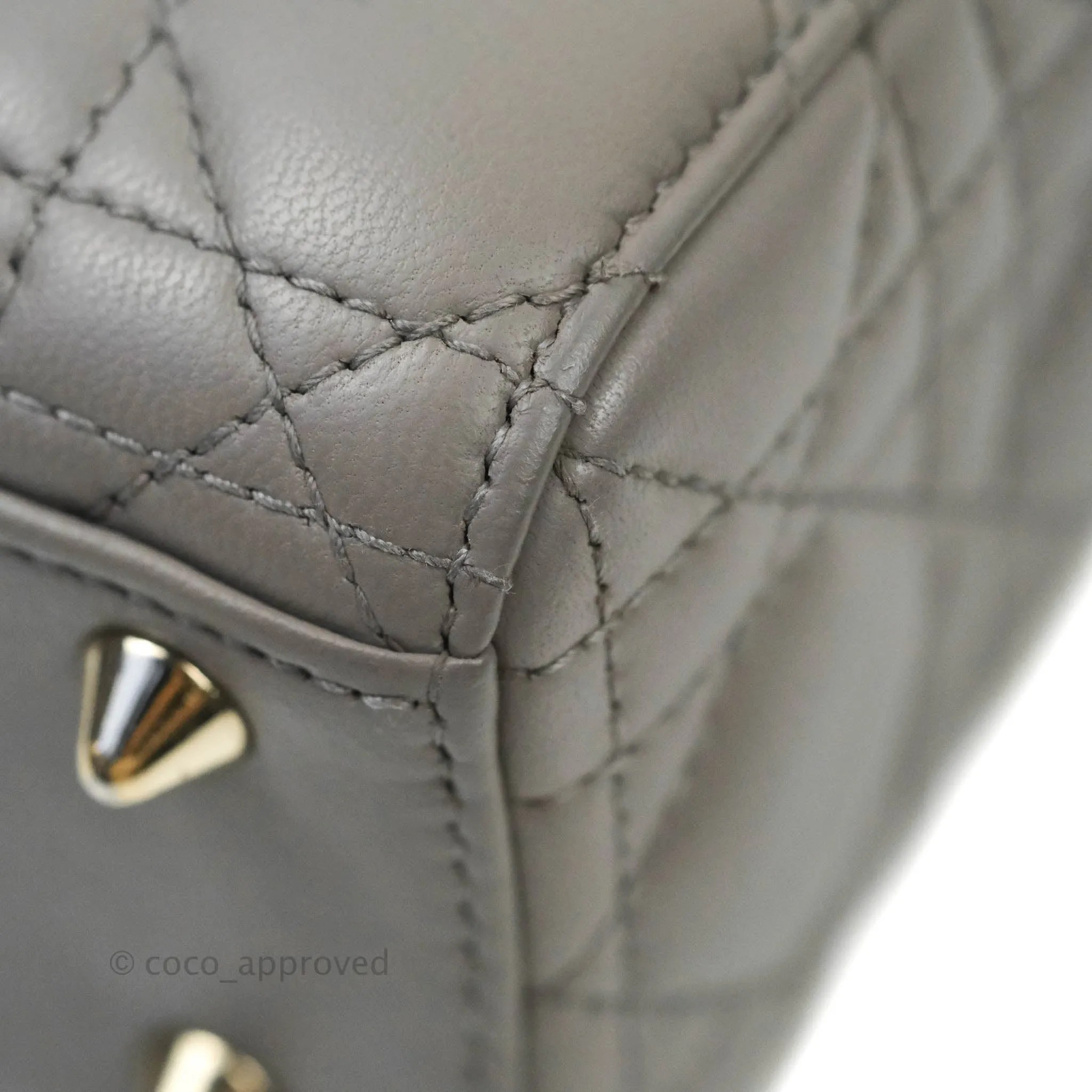 Christian Dior Lambskin My ABCDior Lady Dior Grey Gold Hardware