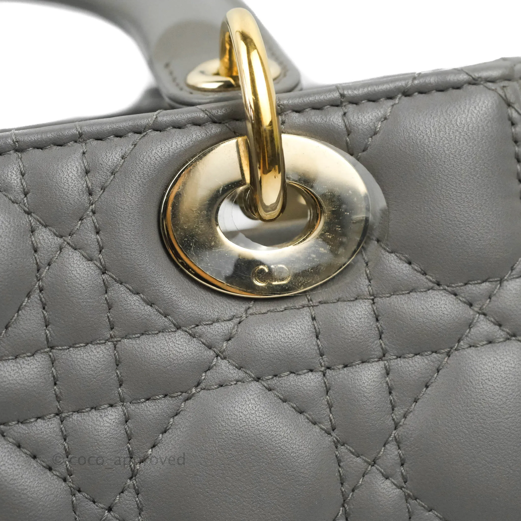 Christian Dior Lambskin My ABCDior Lady Dior Grey Gold Hardware