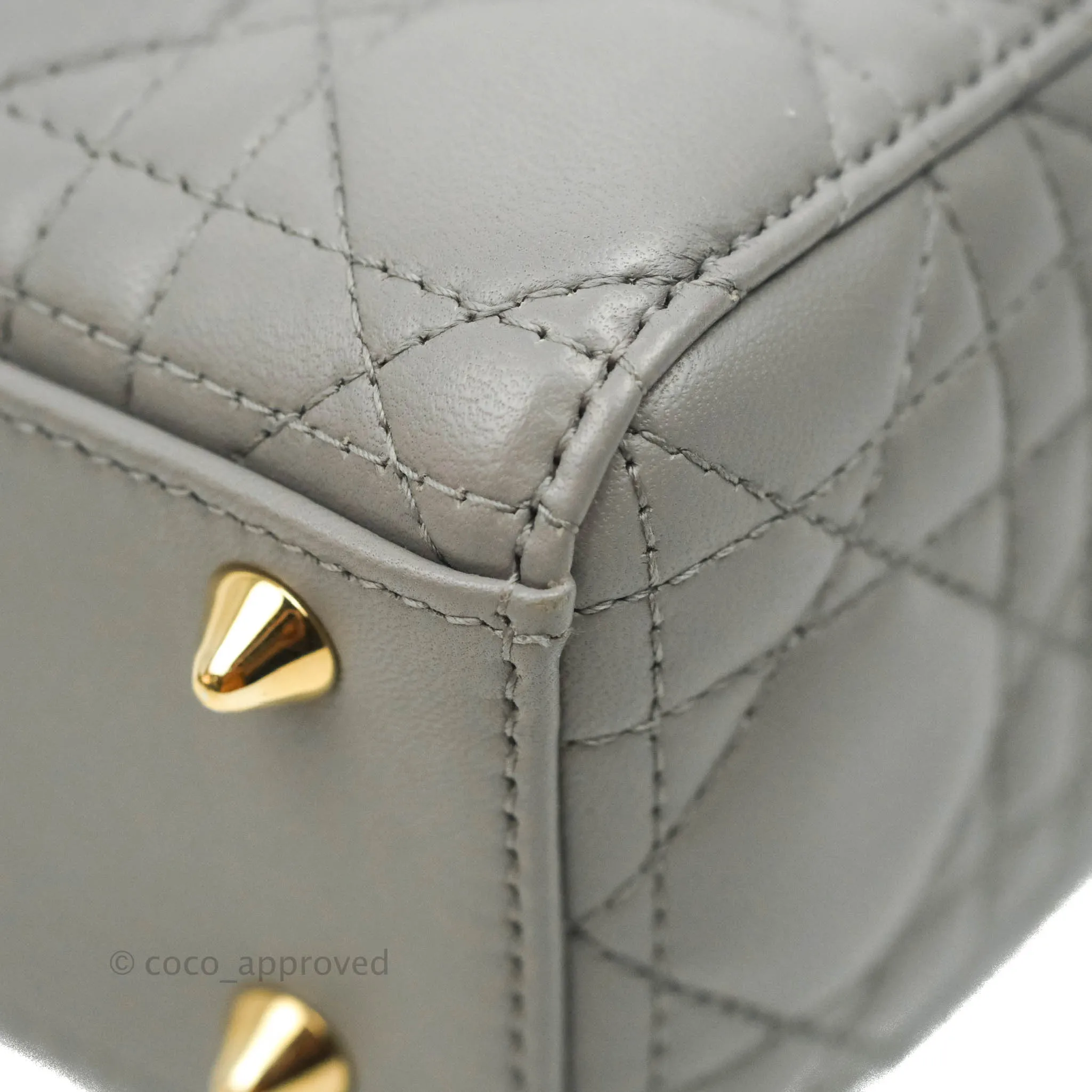 Christian Dior Lambskin My ABCDior Lady Dior Grey Gold Hardware