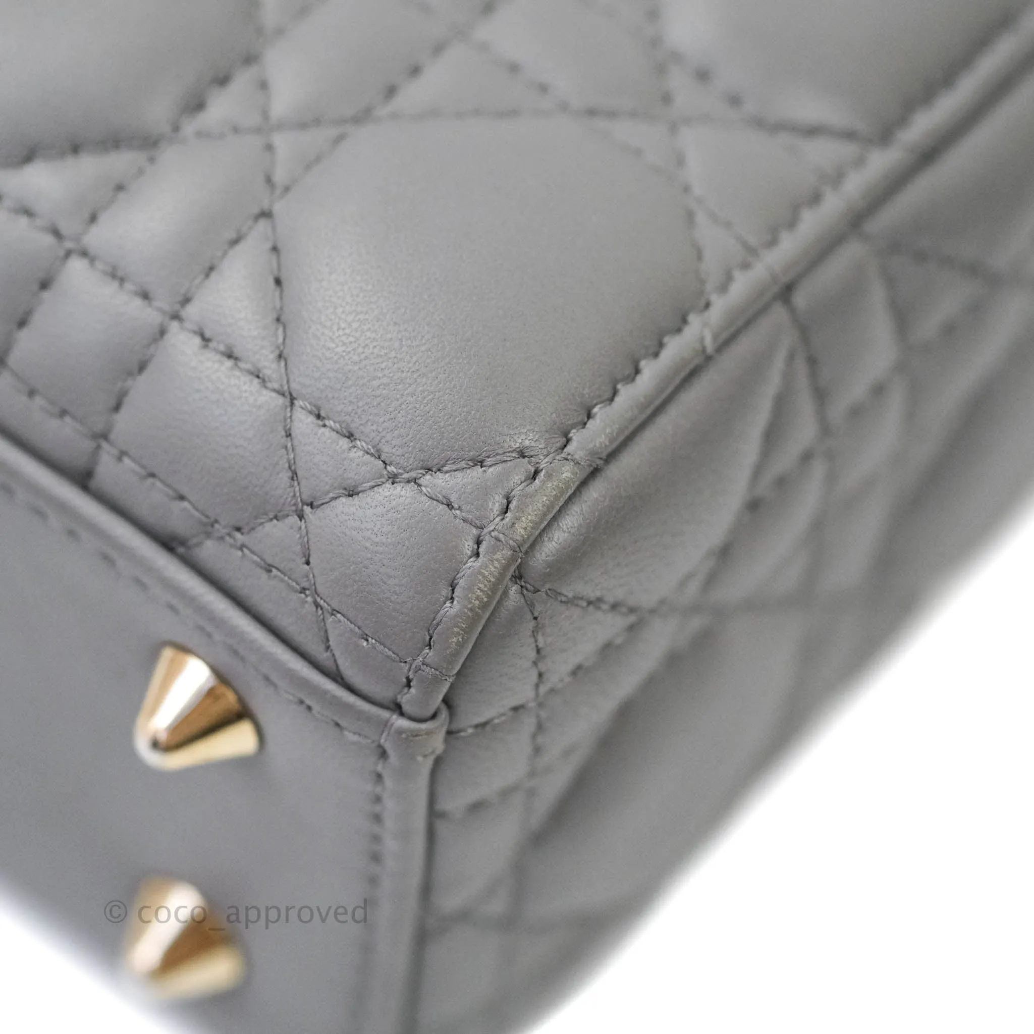 Christian Dior Lambskin My ABCDior Lady Dior Grey Gold Hardware