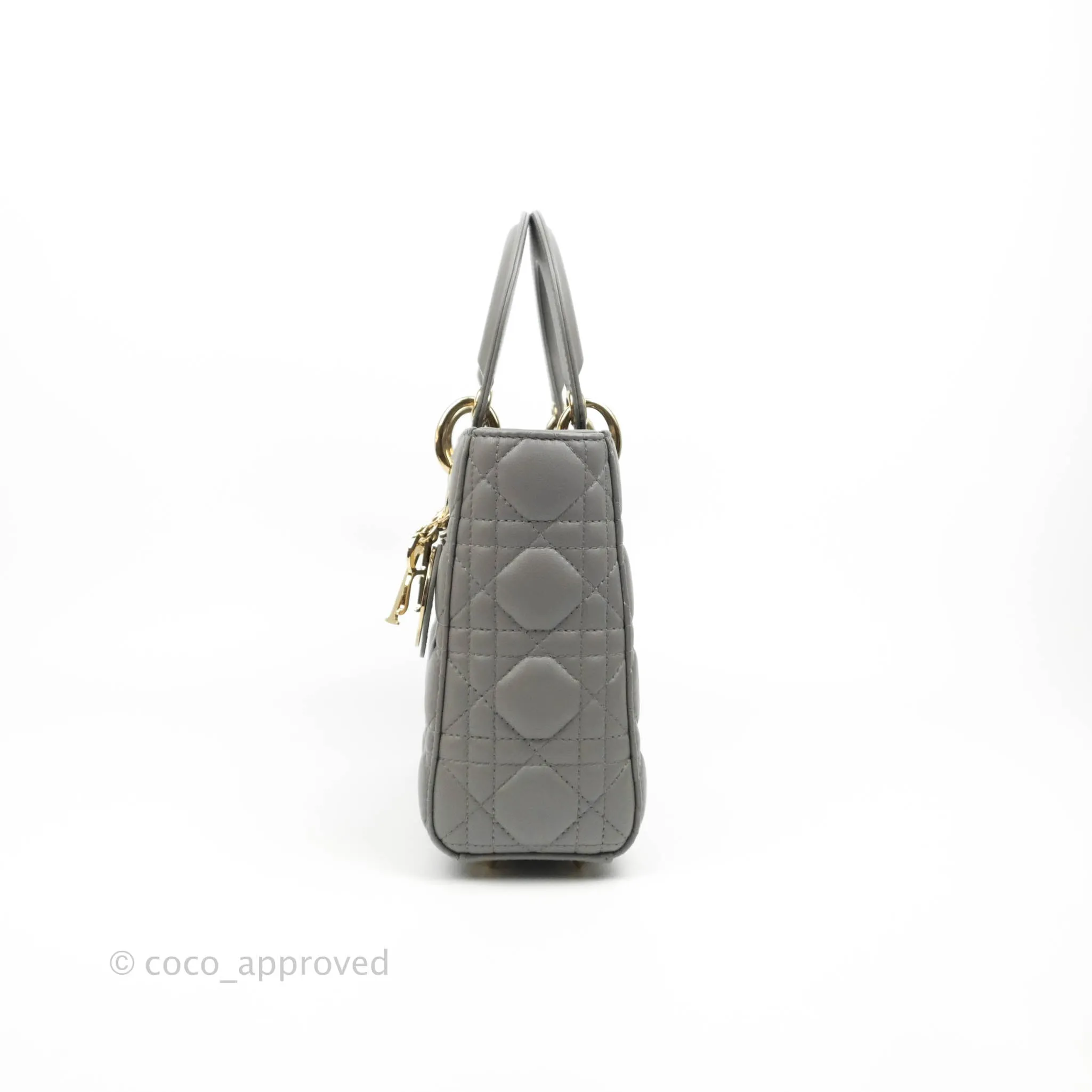 Christian Dior Lambskin My ABCDior Lady Dior Grey Gold Hardware