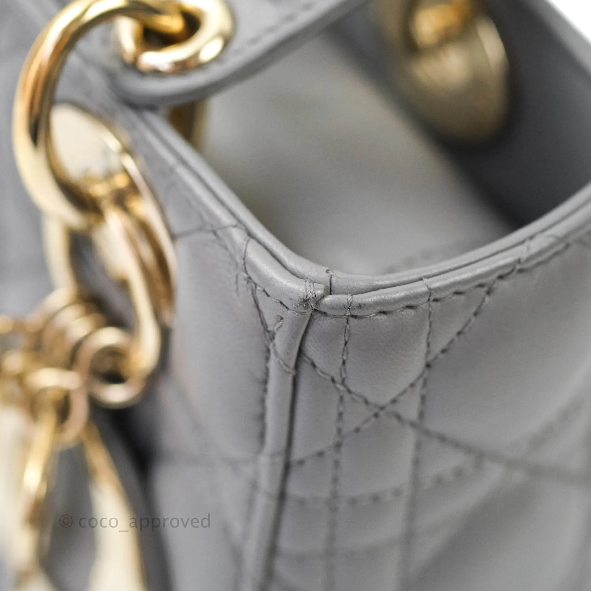 Christian Dior Lambskin My ABCDior Lady Dior Grey Gold Hardware