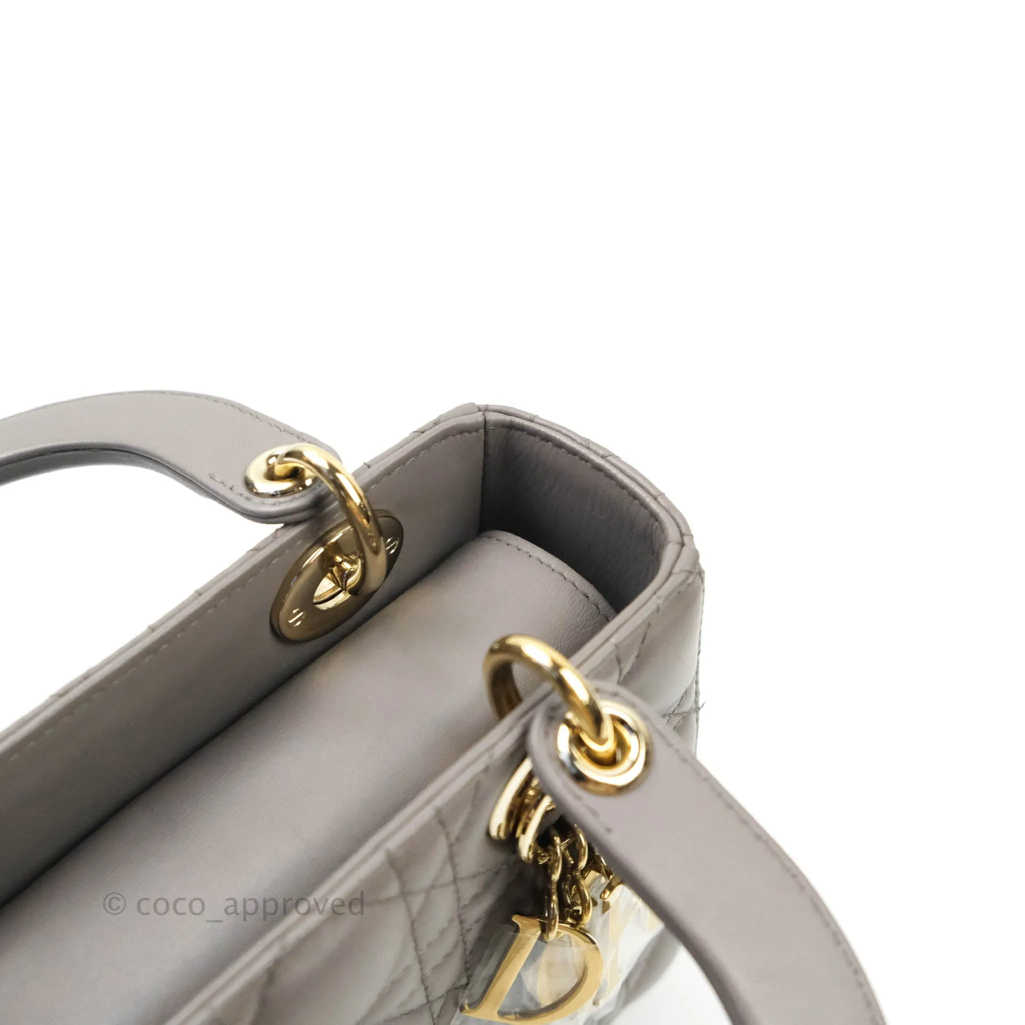 Christian Dior Lambskin My ABCDior Lady Dior Grey Gold Hardware
