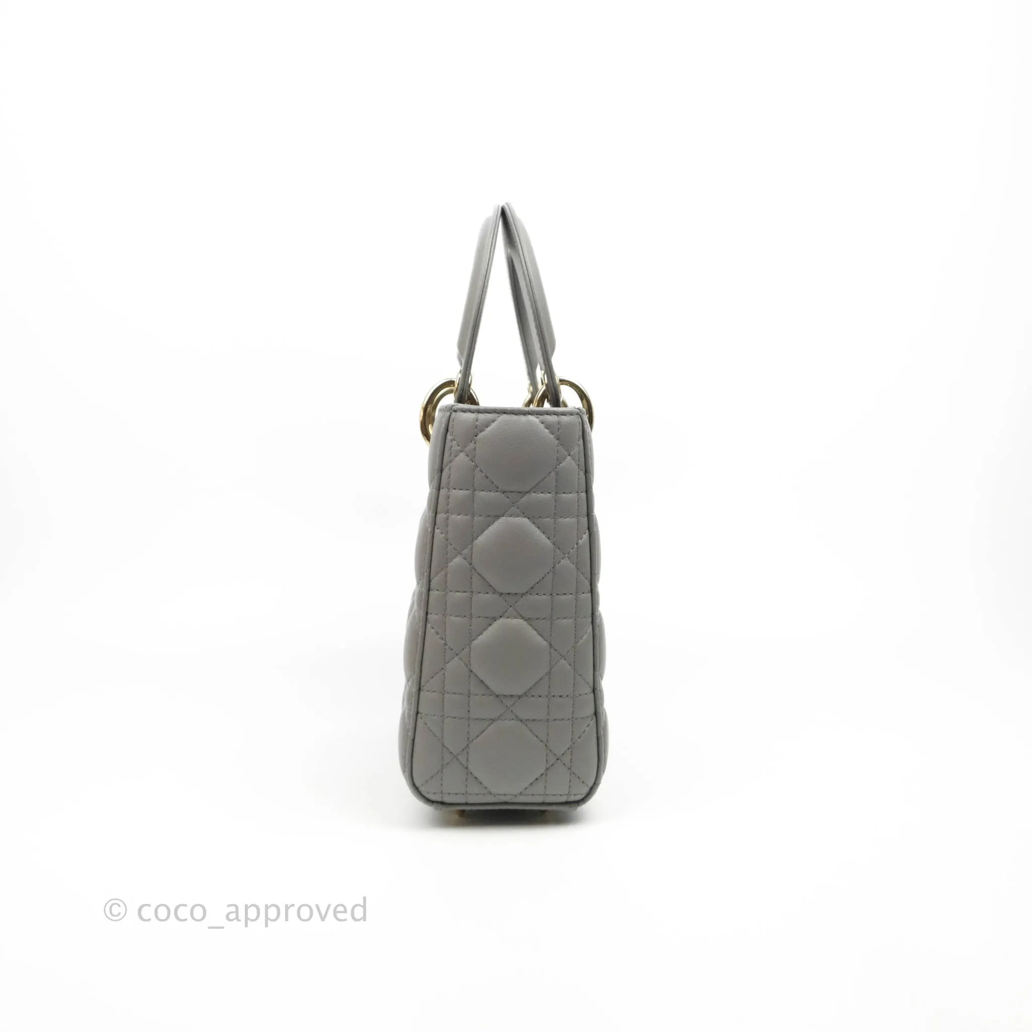 Christian Dior Lambskin My ABCDior Lady Dior Grey Gold Hardware