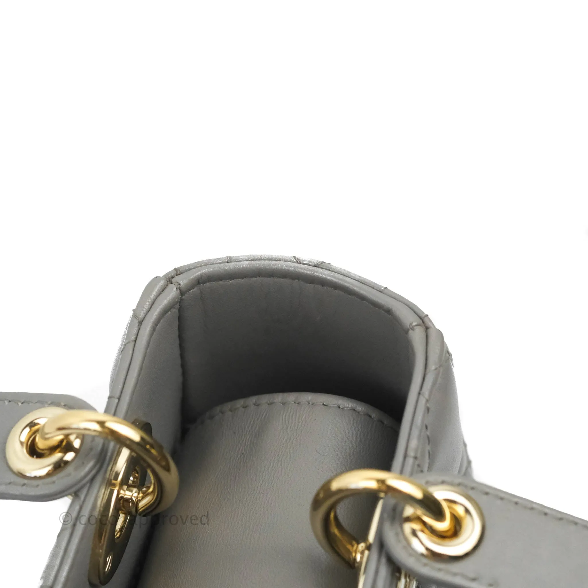 Christian Dior Lambskin My ABCDior Lady Dior Grey Gold Hardware