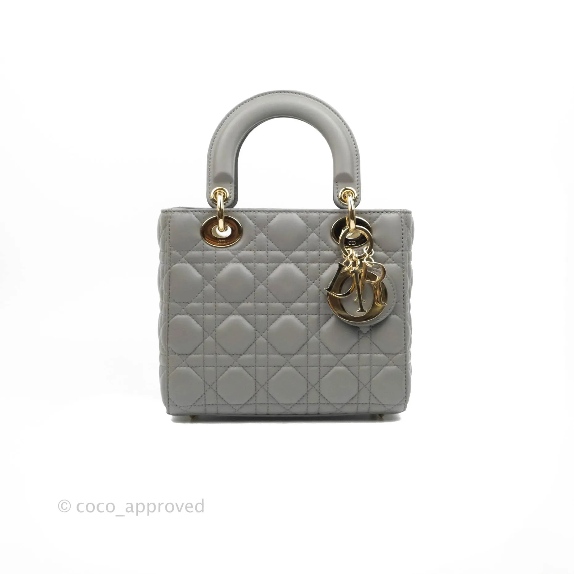 Christian Dior Lambskin My ABCDior Lady Dior Grey Gold Hardware