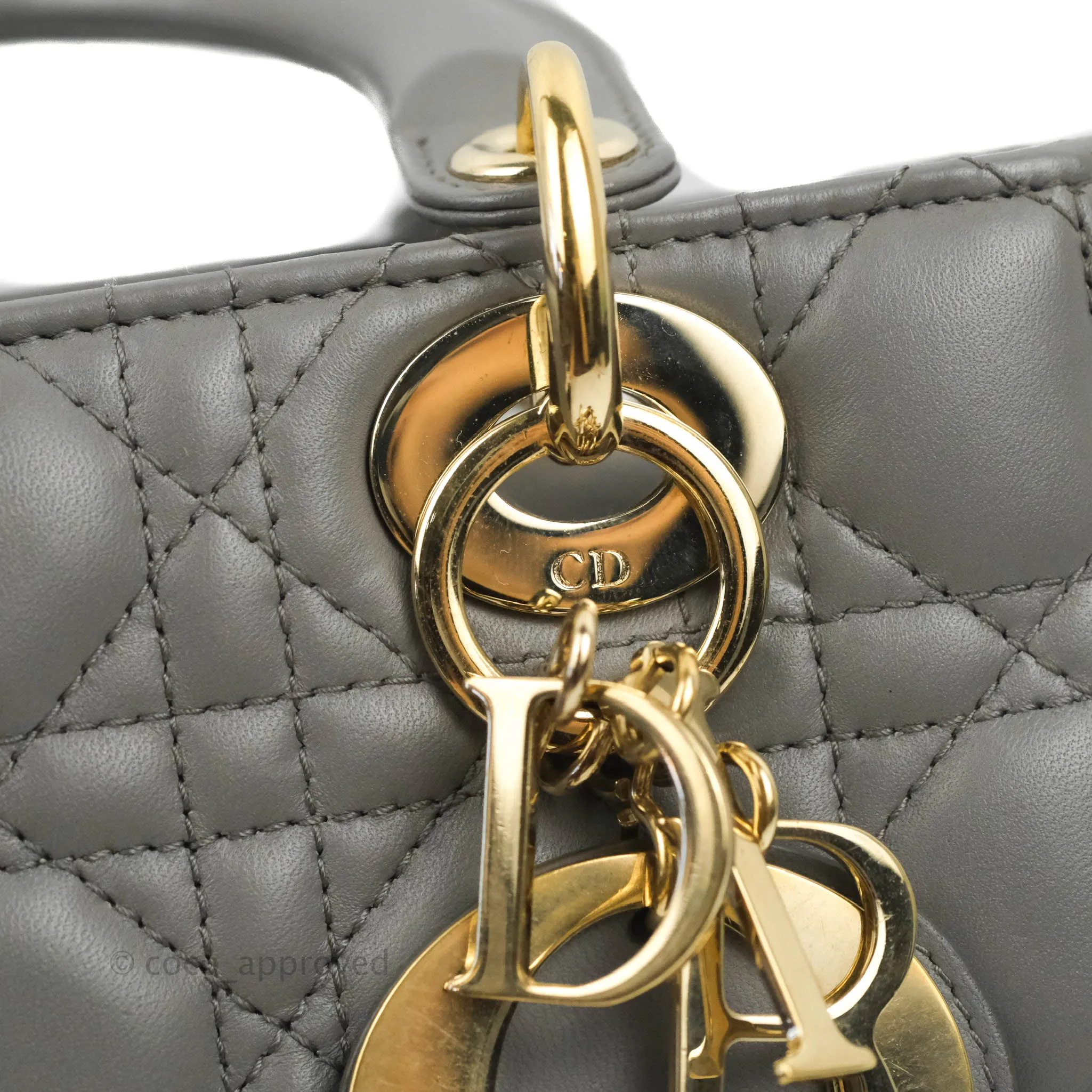 Christian Dior Lambskin My ABCDior Lady Dior Grey Gold Hardware