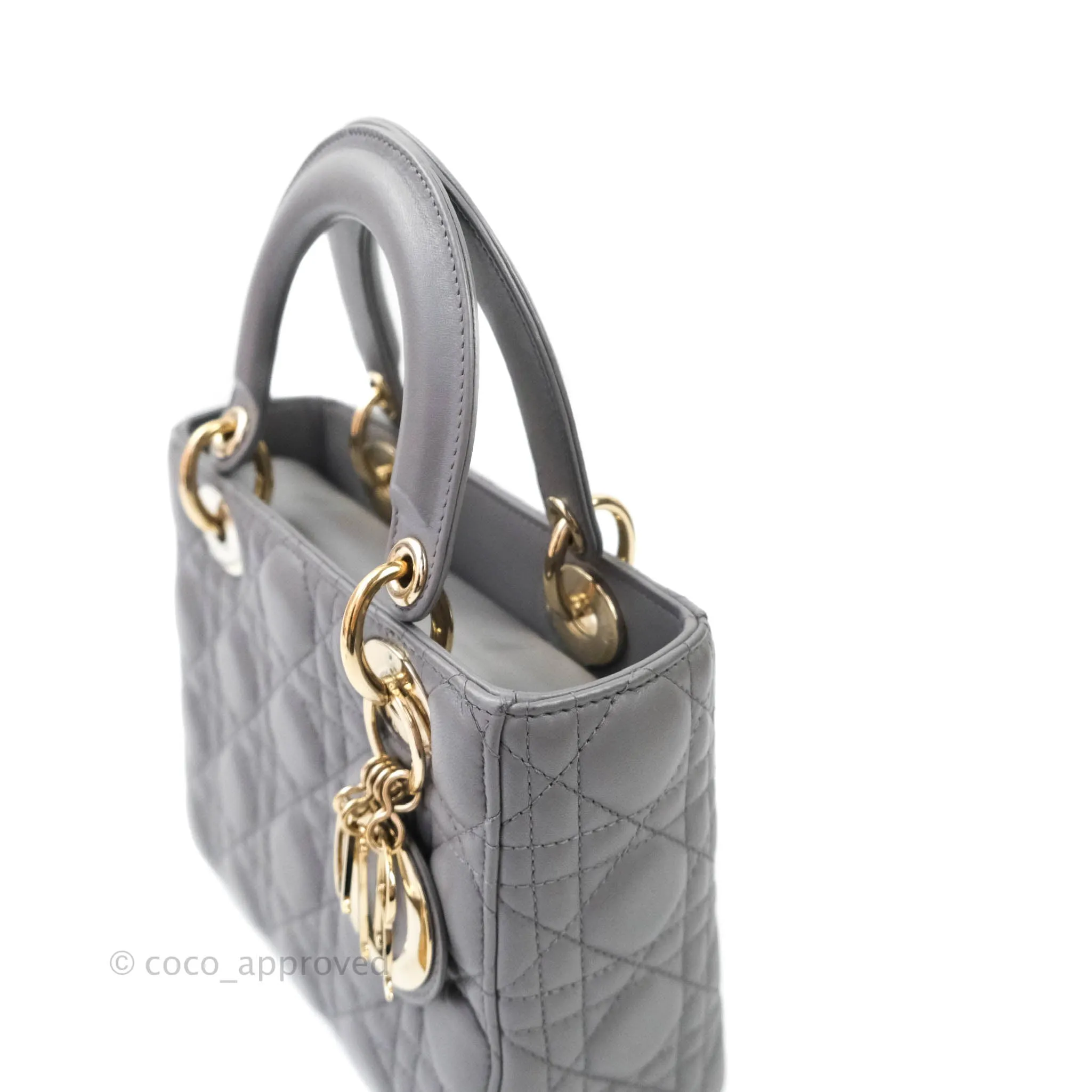 Christian Dior Lambskin My ABCDior Lady Dior Grey Gold Hardware