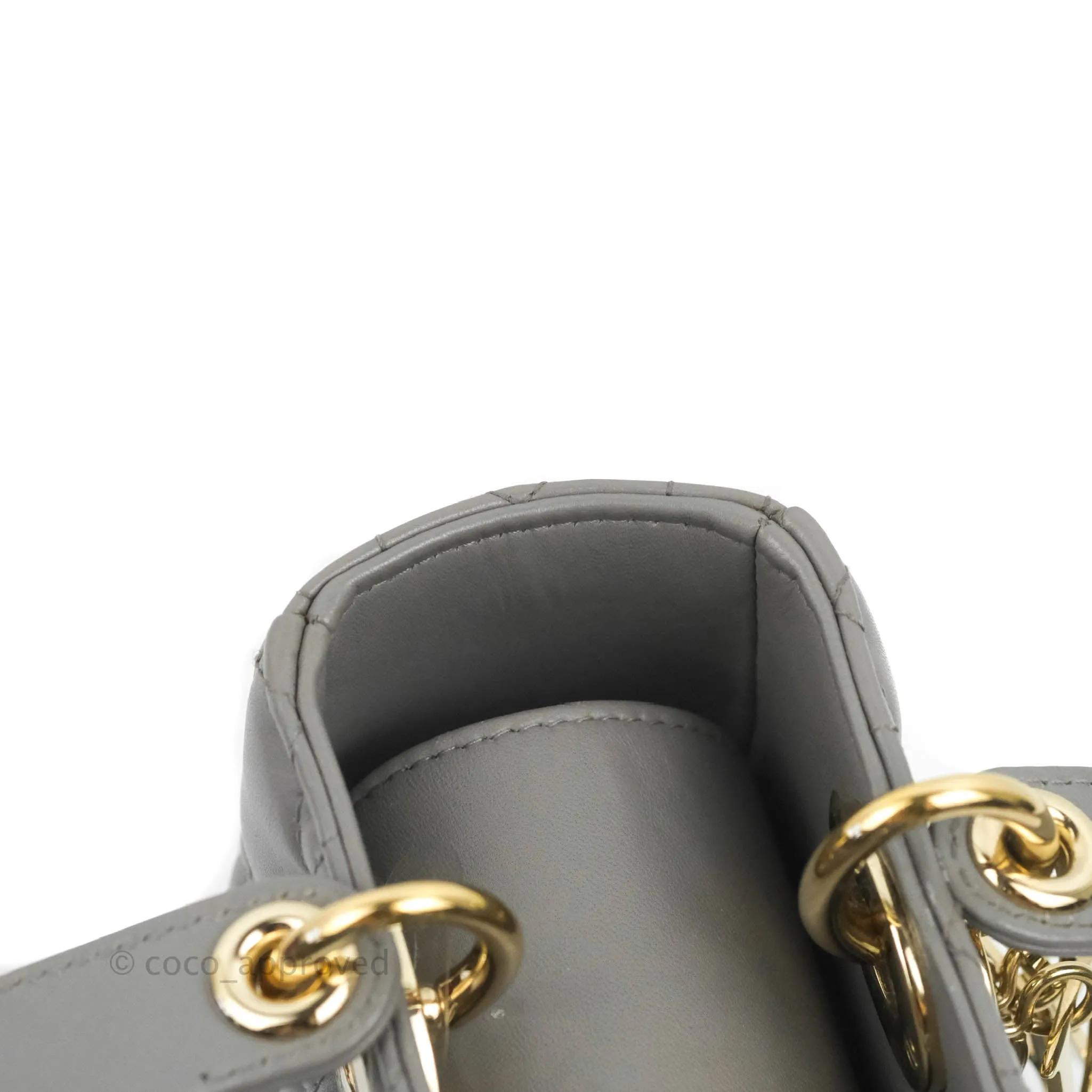 Christian Dior Lambskin My ABCDior Lady Dior Grey Gold Hardware