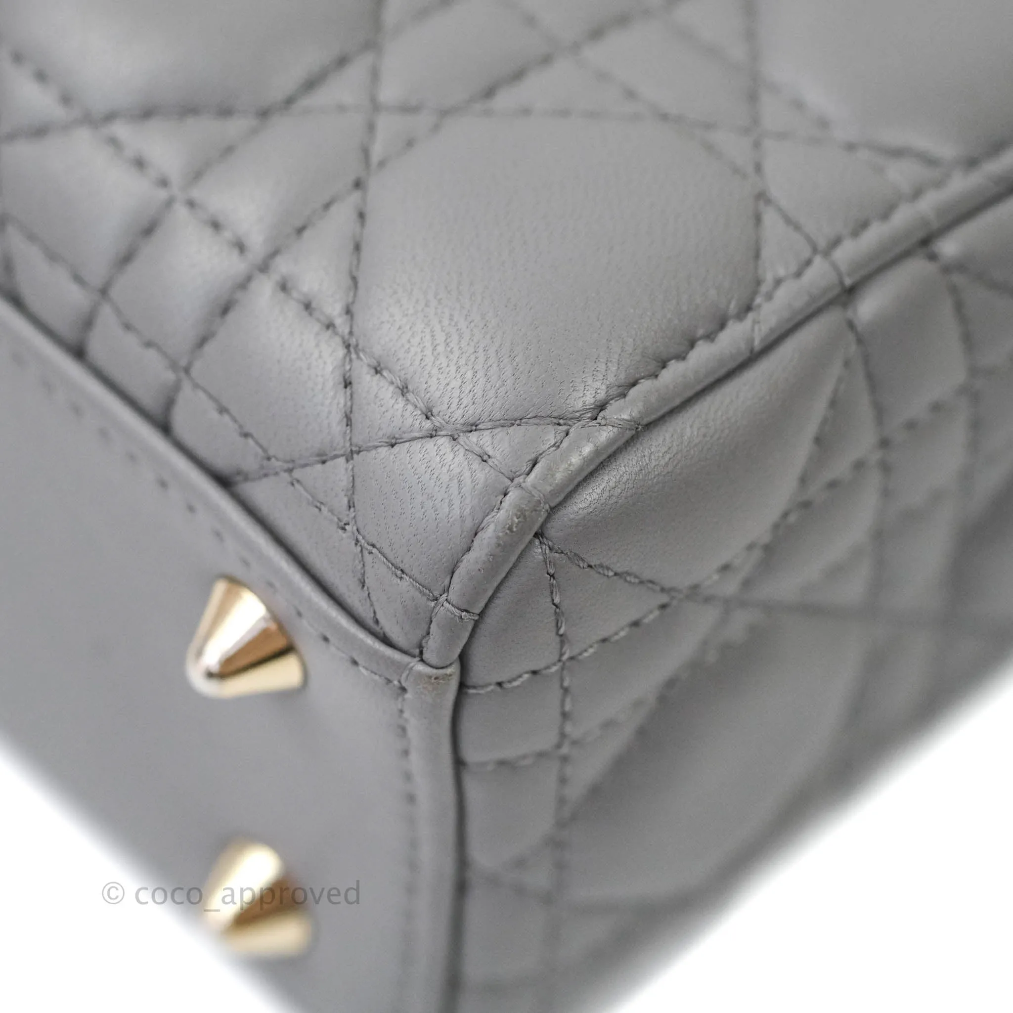 Christian Dior Lambskin My ABCDior Lady Dior Grey Gold Hardware