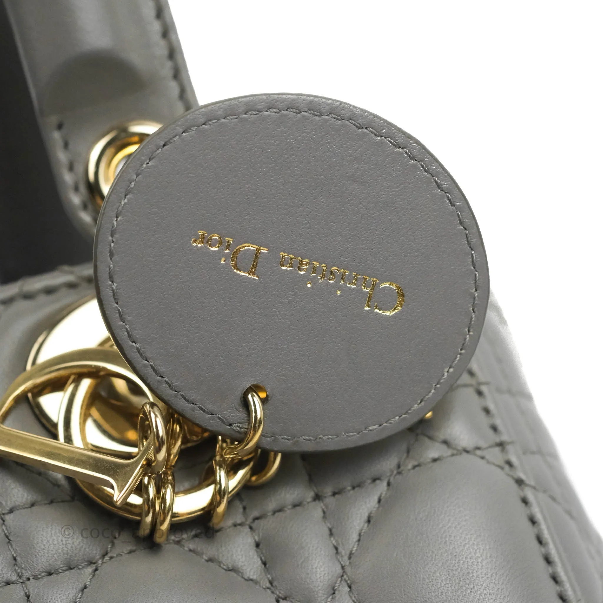 Christian Dior Lambskin My ABCDior Lady Dior Grey Gold Hardware