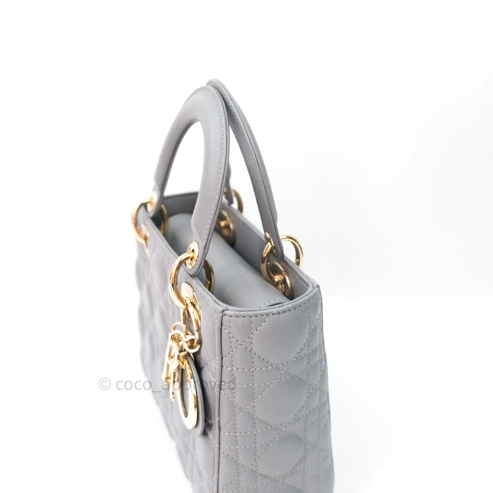 Christian Dior Lambskin My ABCDior Lady Dior Grey Gold Hardware