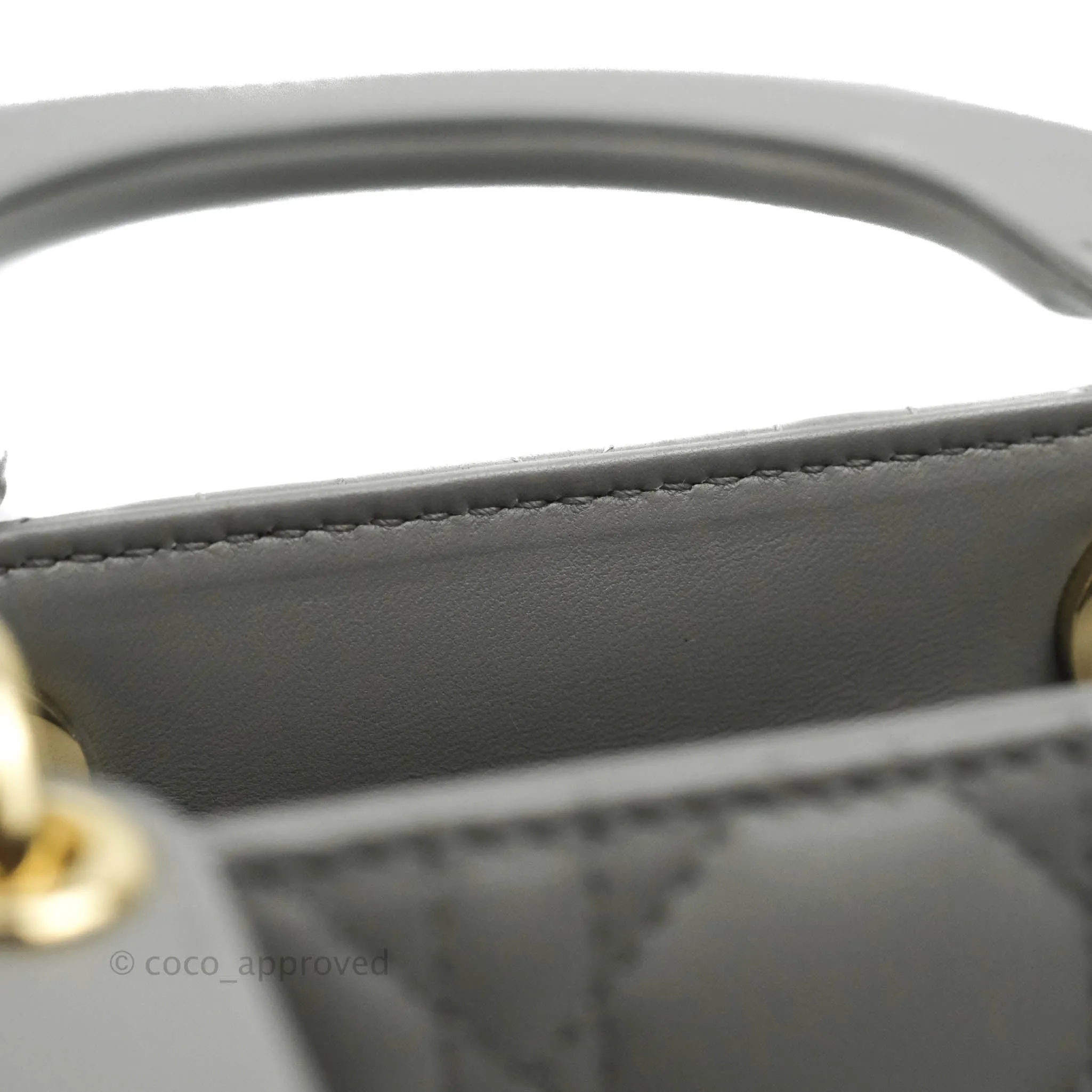 Christian Dior Lambskin My ABCDior Lady Dior Grey Gold Hardware