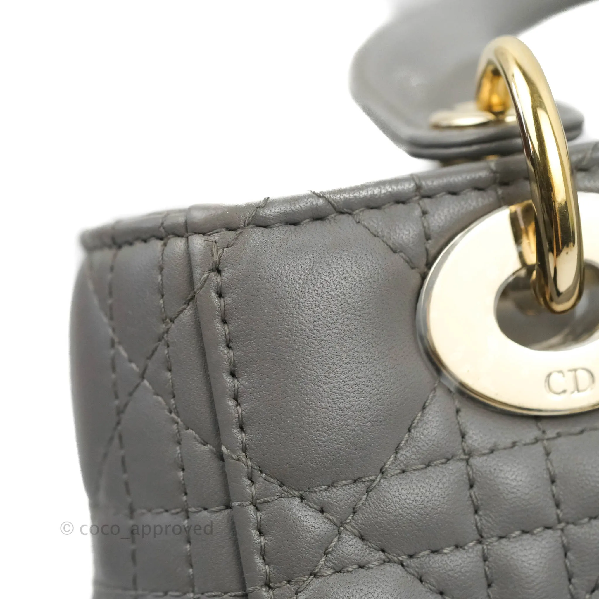 Christian Dior Lambskin My ABCDior Lady Dior Grey Gold Hardware