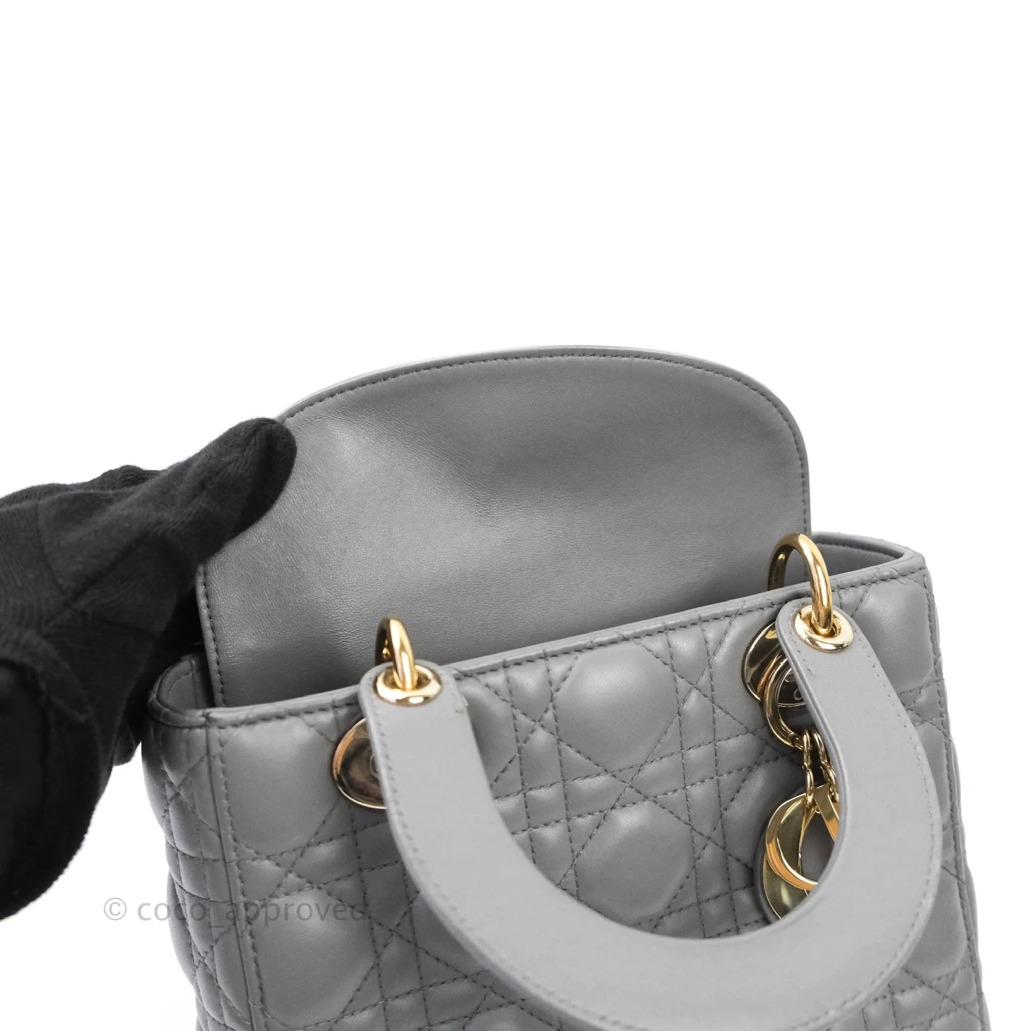 Christian Dior Lambskin My ABCDior Lady Dior Grey Gold Hardware