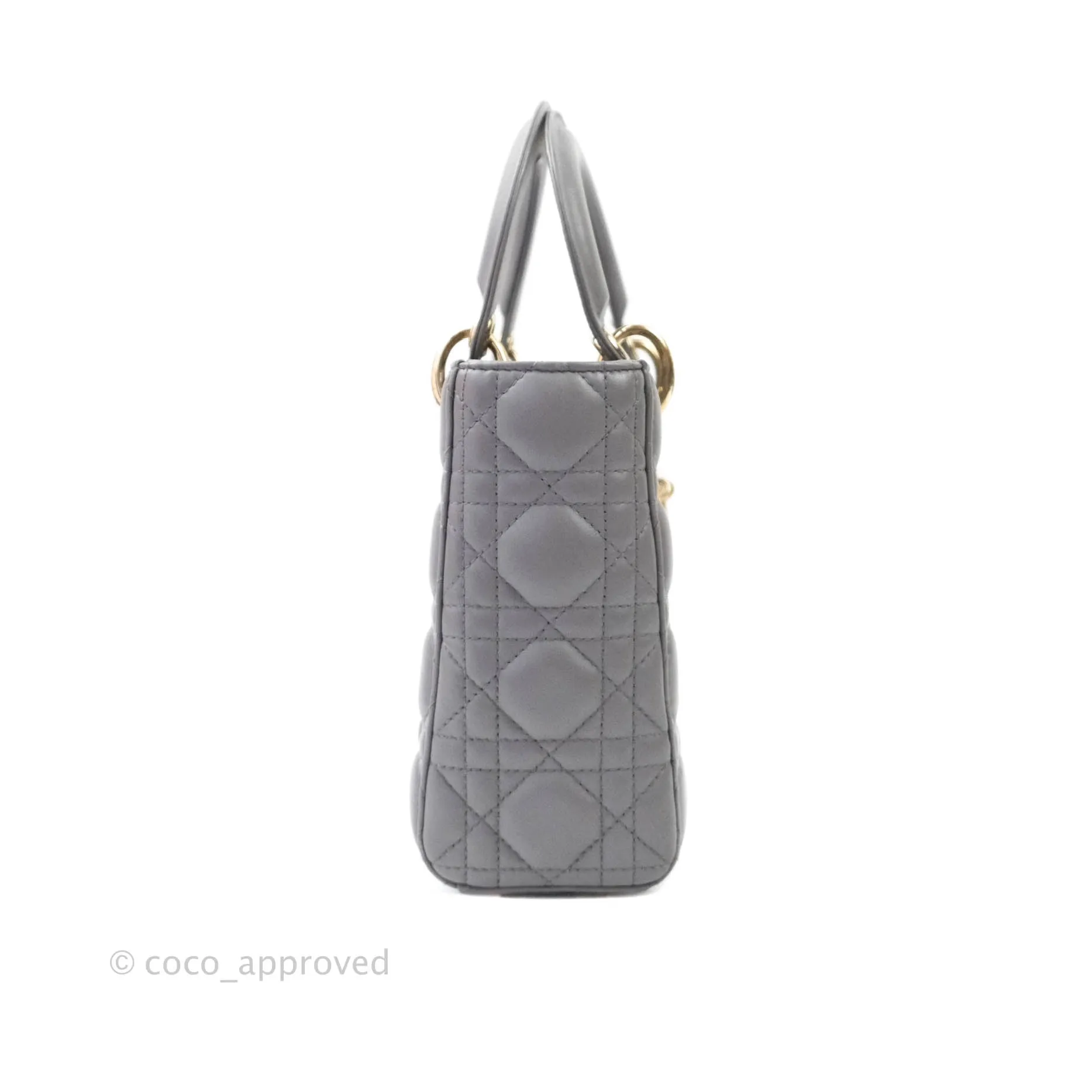 Christian Dior Lambskin My ABCDior Lady Dior Grey Gold Hardware