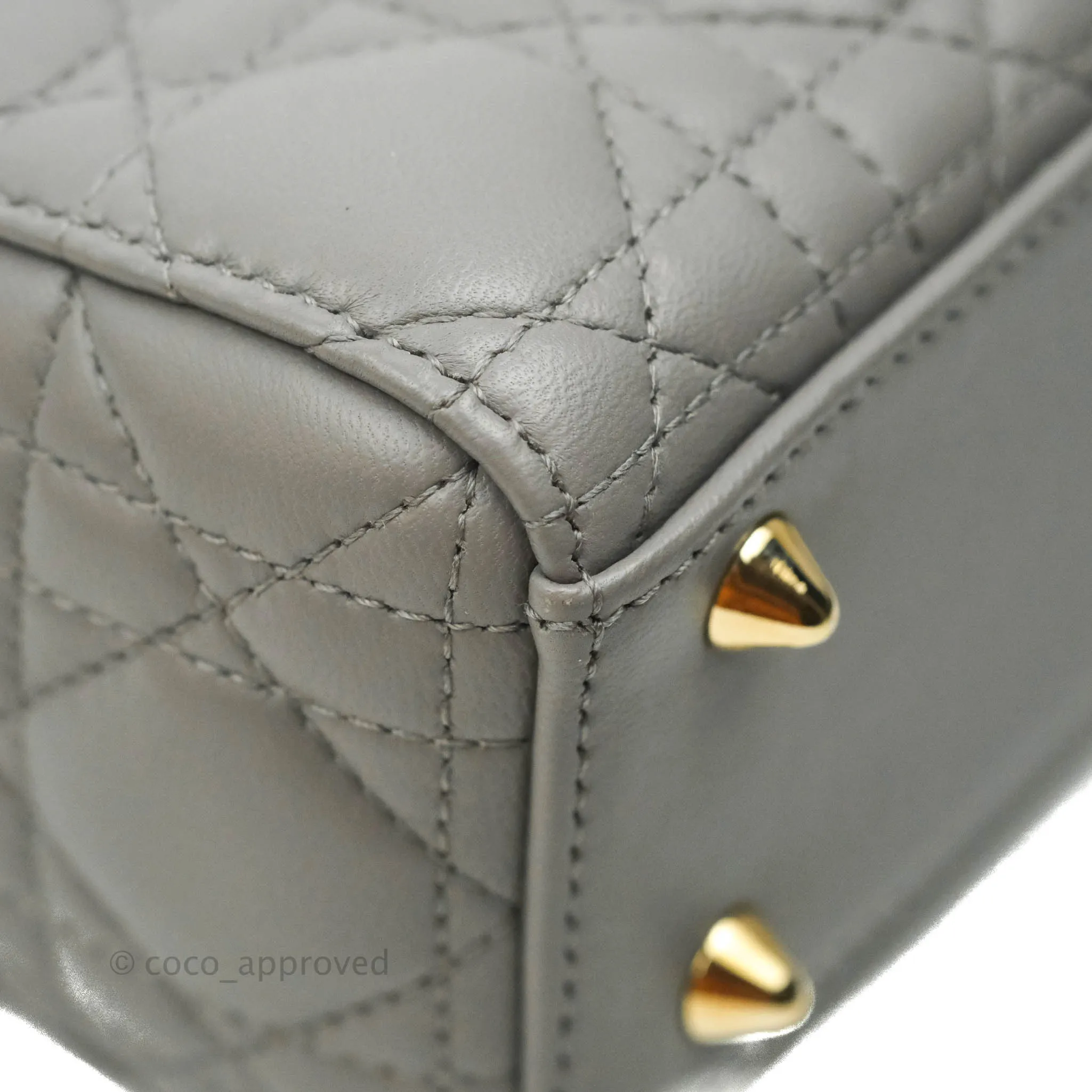 Christian Dior Lambskin My ABCDior Lady Dior Grey Gold Hardware