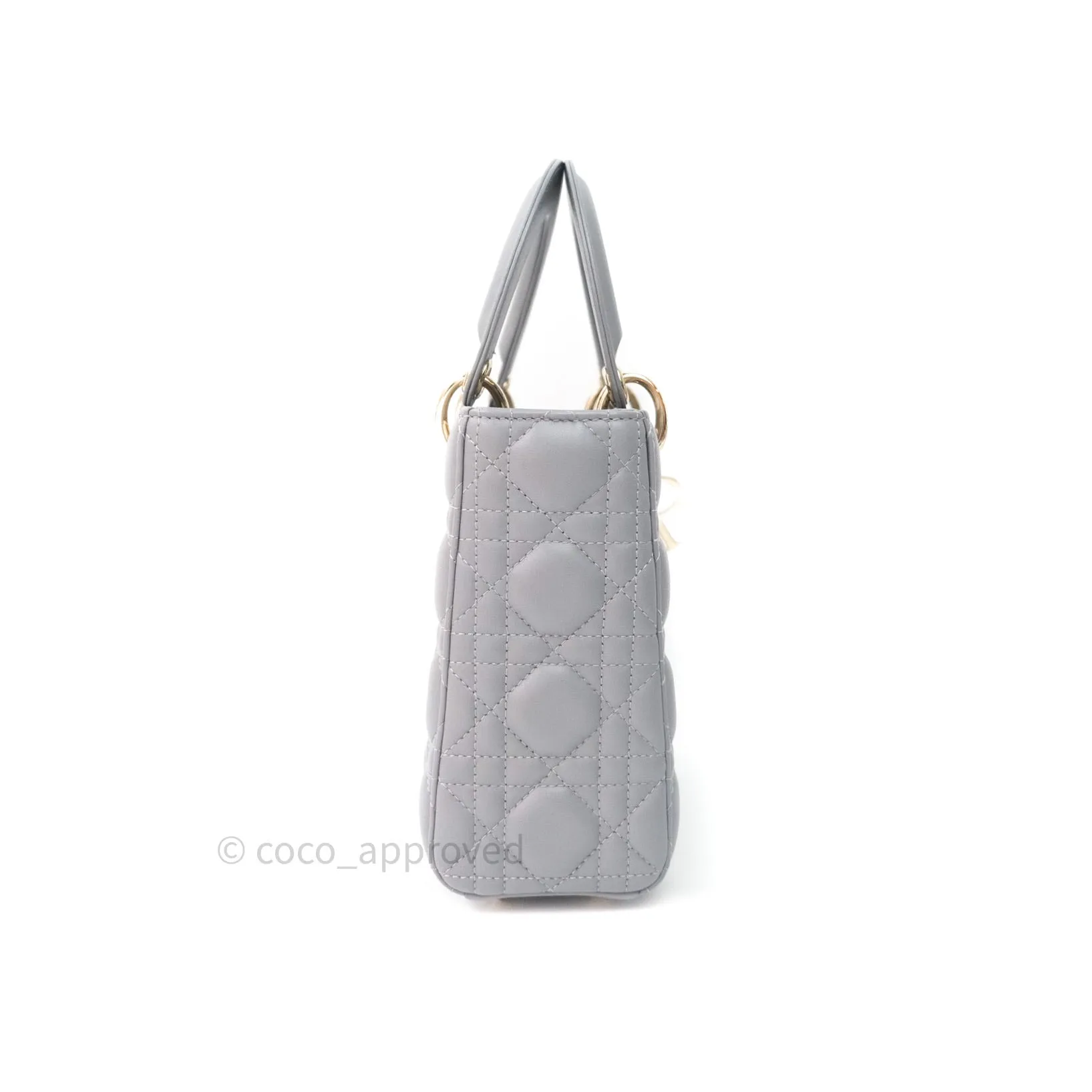 Christian Dior Lambskin My ABCDior Lady Dior Grey Gold Hardware