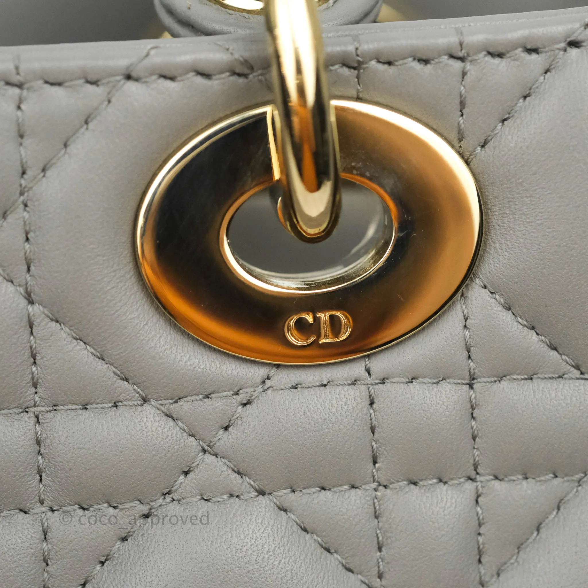 Christian Dior Lambskin My ABCDior Lady Dior Grey Gold Hardware