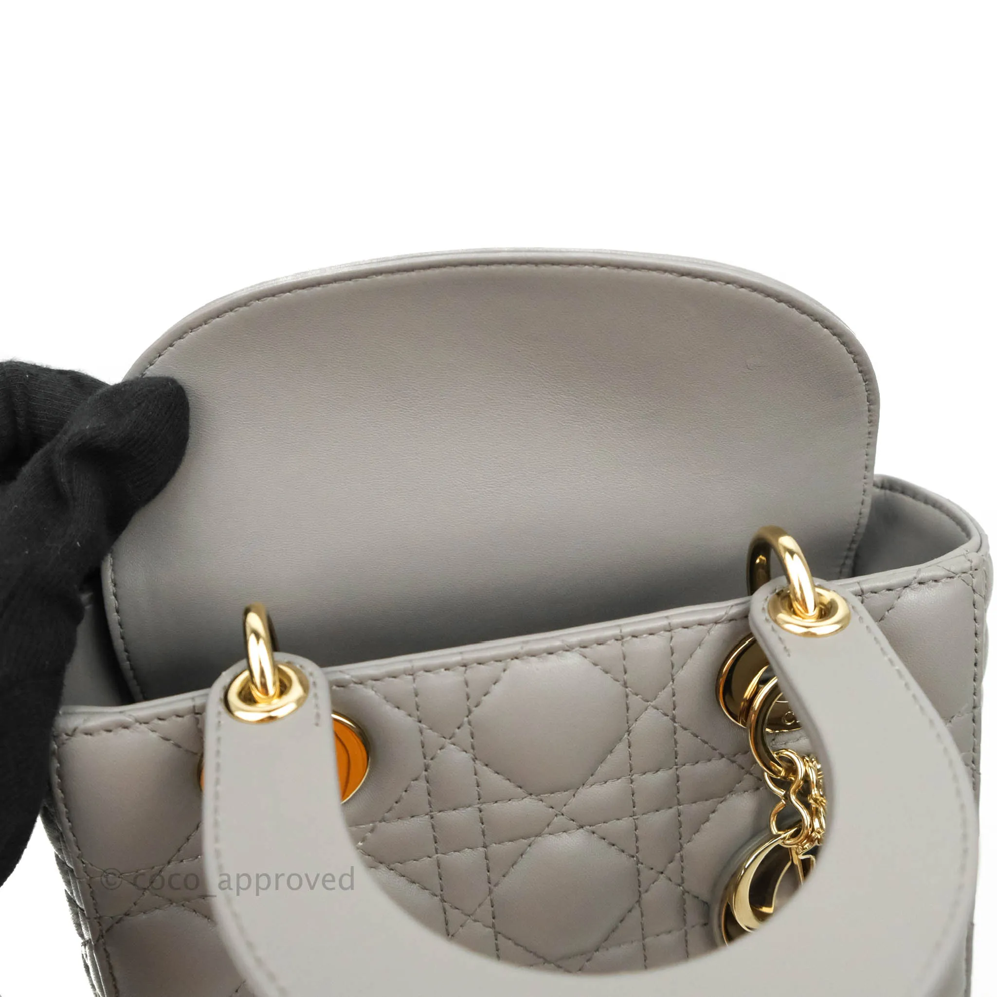 Christian Dior Lambskin My ABCDior Lady Dior Grey Gold Hardware