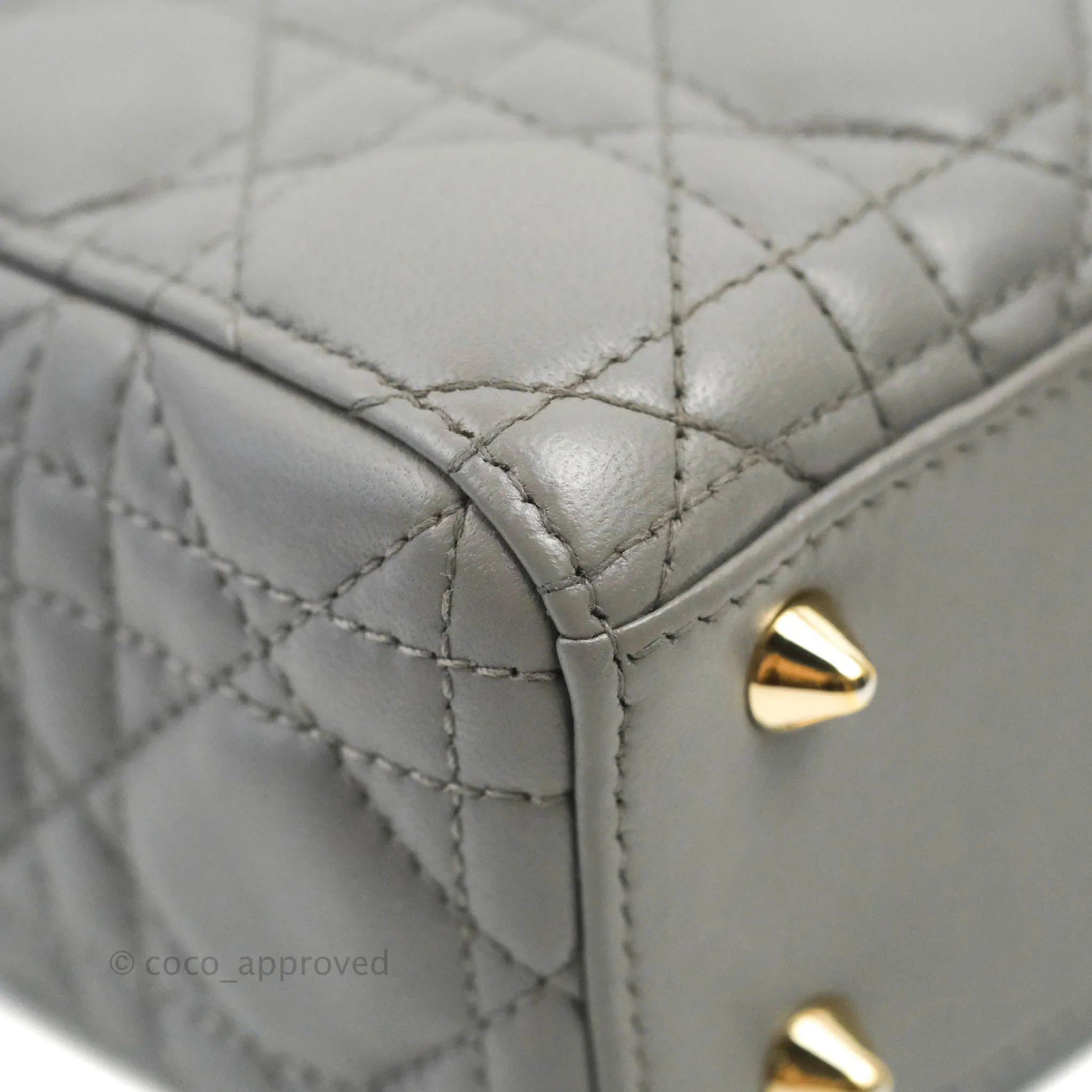 Christian Dior Lambskin My ABCDior Lady Dior Grey Gold Hardware