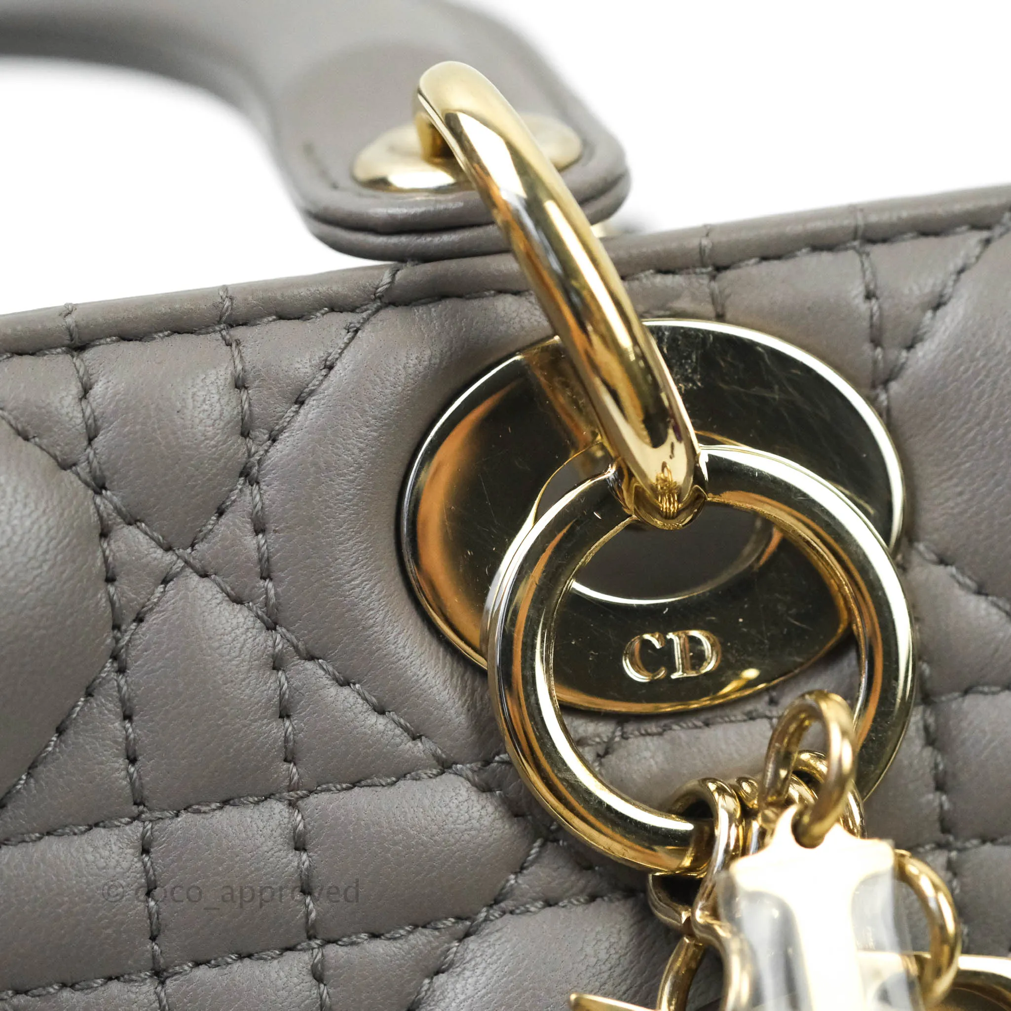 Christian Dior Lambskin My ABCDior Lady Dior Grey Gold Hardware