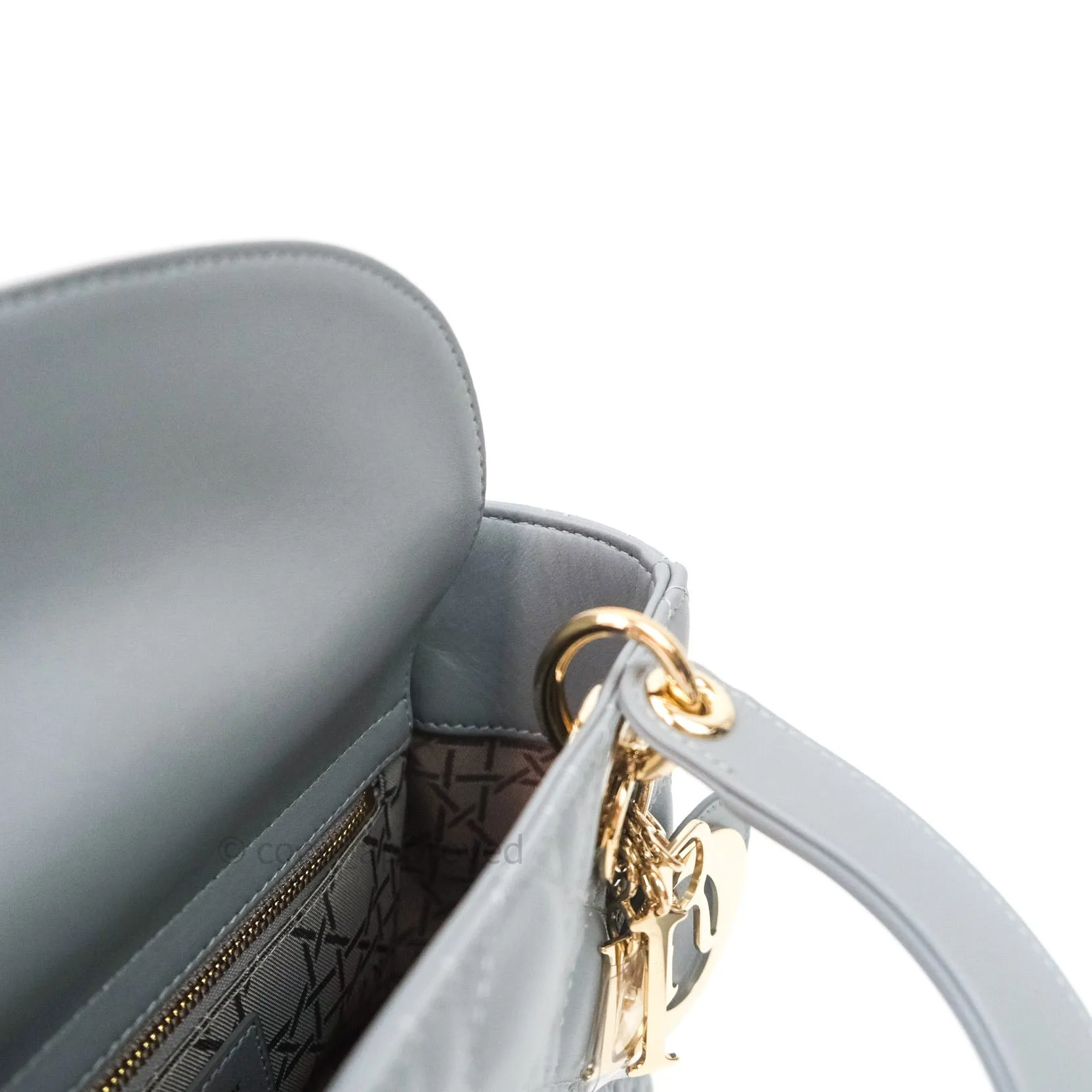 Christian Dior Lambskin My ABCDior Lady Dior Grey Gold Hardware