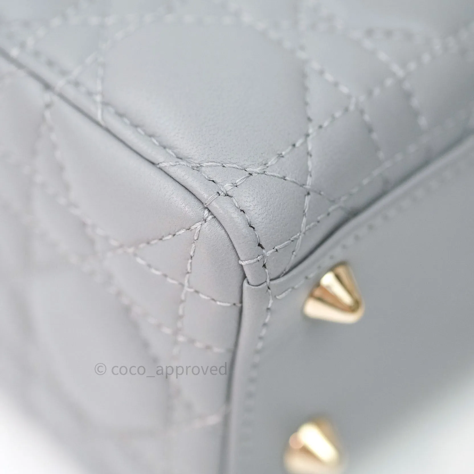 Christian Dior Lambskin My ABCDior Lady Dior Grey Gold Hardware