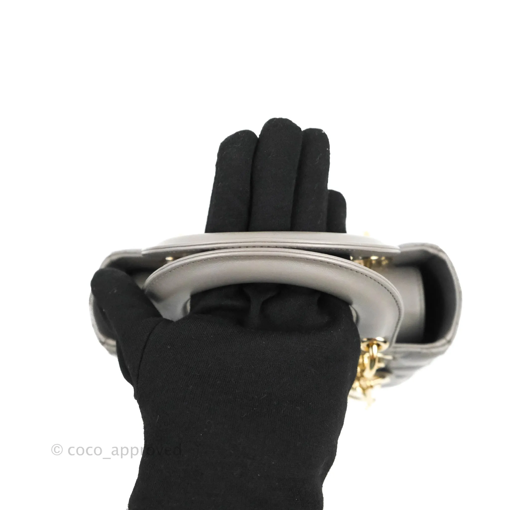 Christian Dior Lambskin My ABCDior Lady Dior Grey Gold Hardware