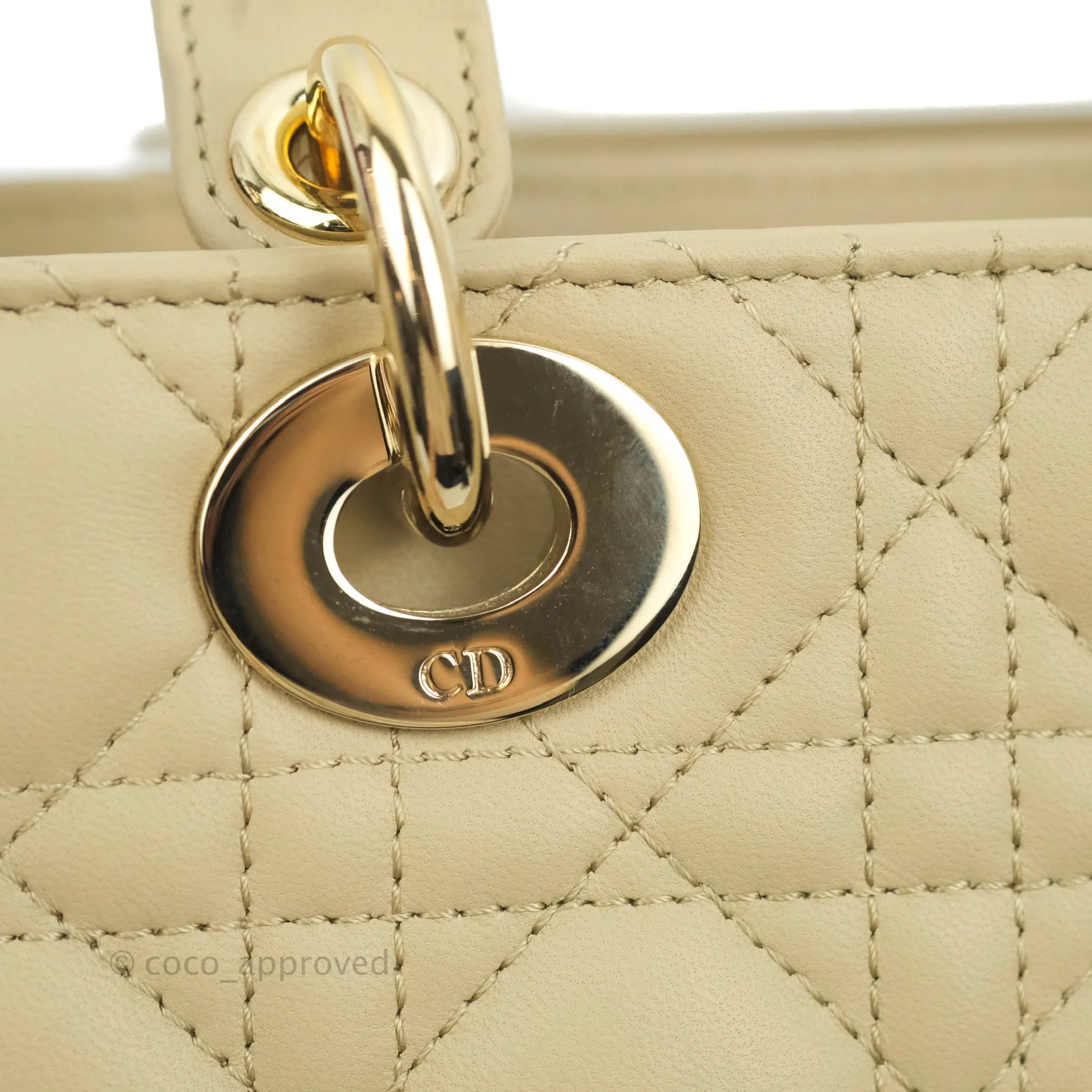 Christian Dior Lambskin My ABCDior Lady Dior Matte Beige Gold Hardware