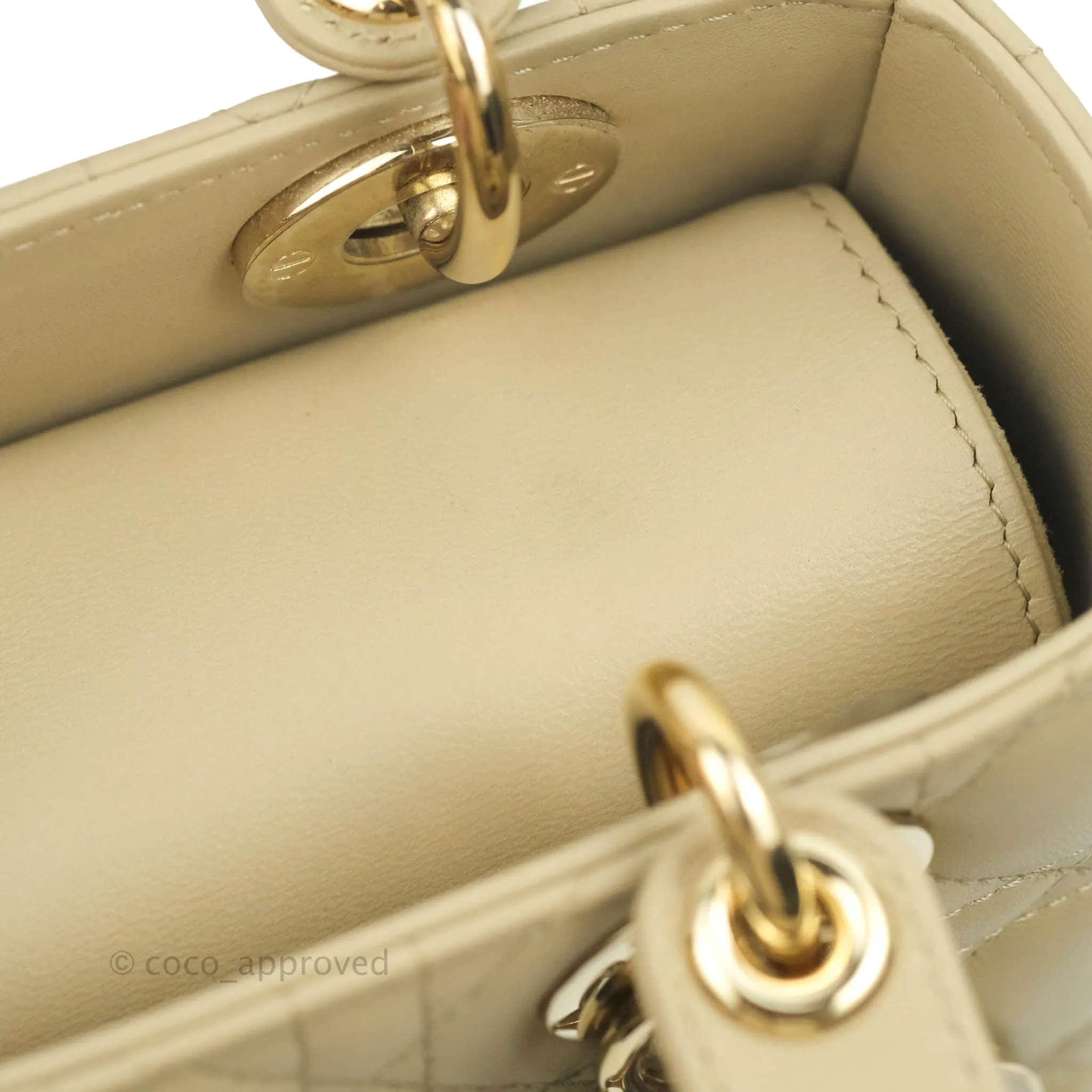 Christian Dior Lambskin My ABCDior Lady Dior Matte Beige Gold Hardware