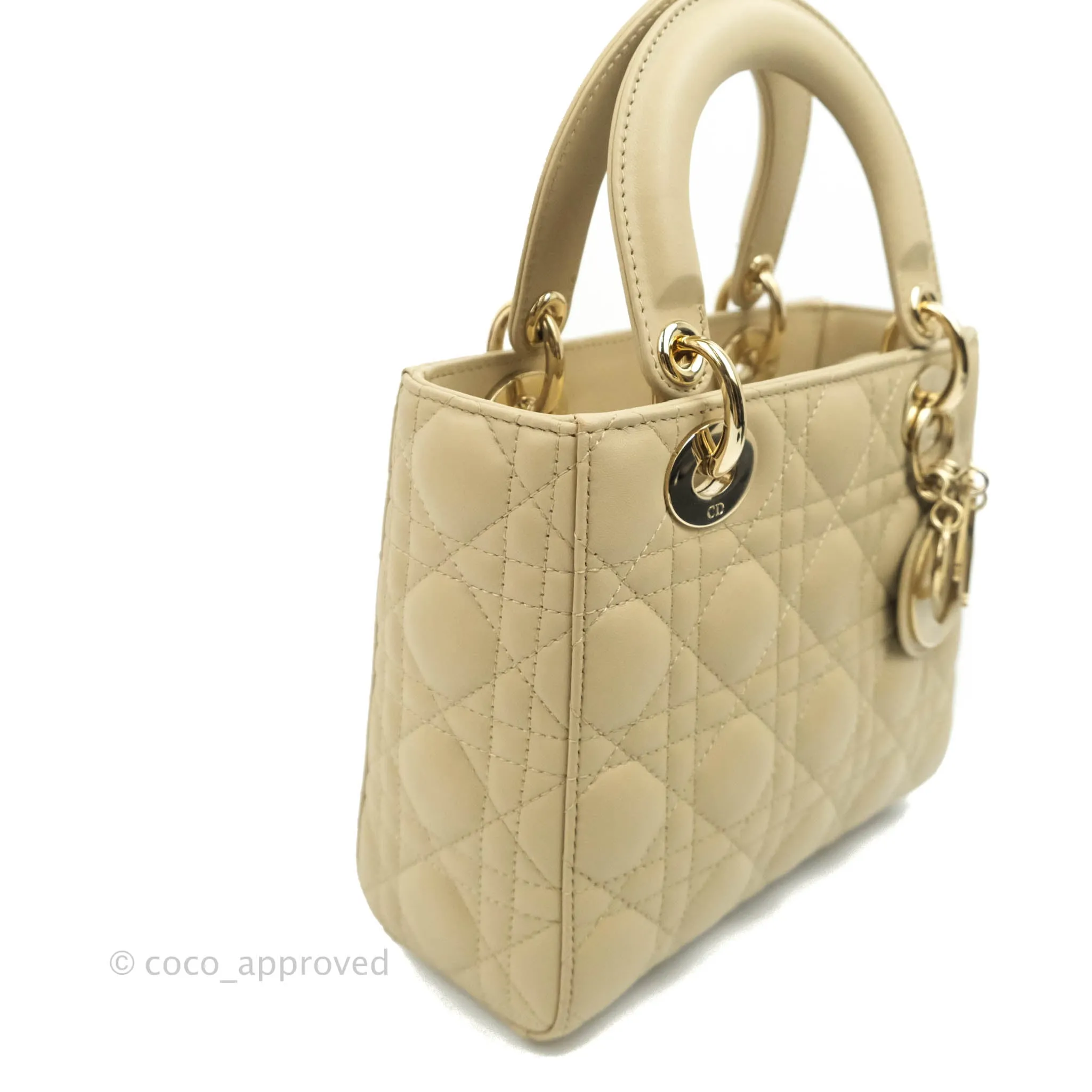 Christian Dior Lambskin My ABCDior Lady Dior Matte Beige Gold Hardware