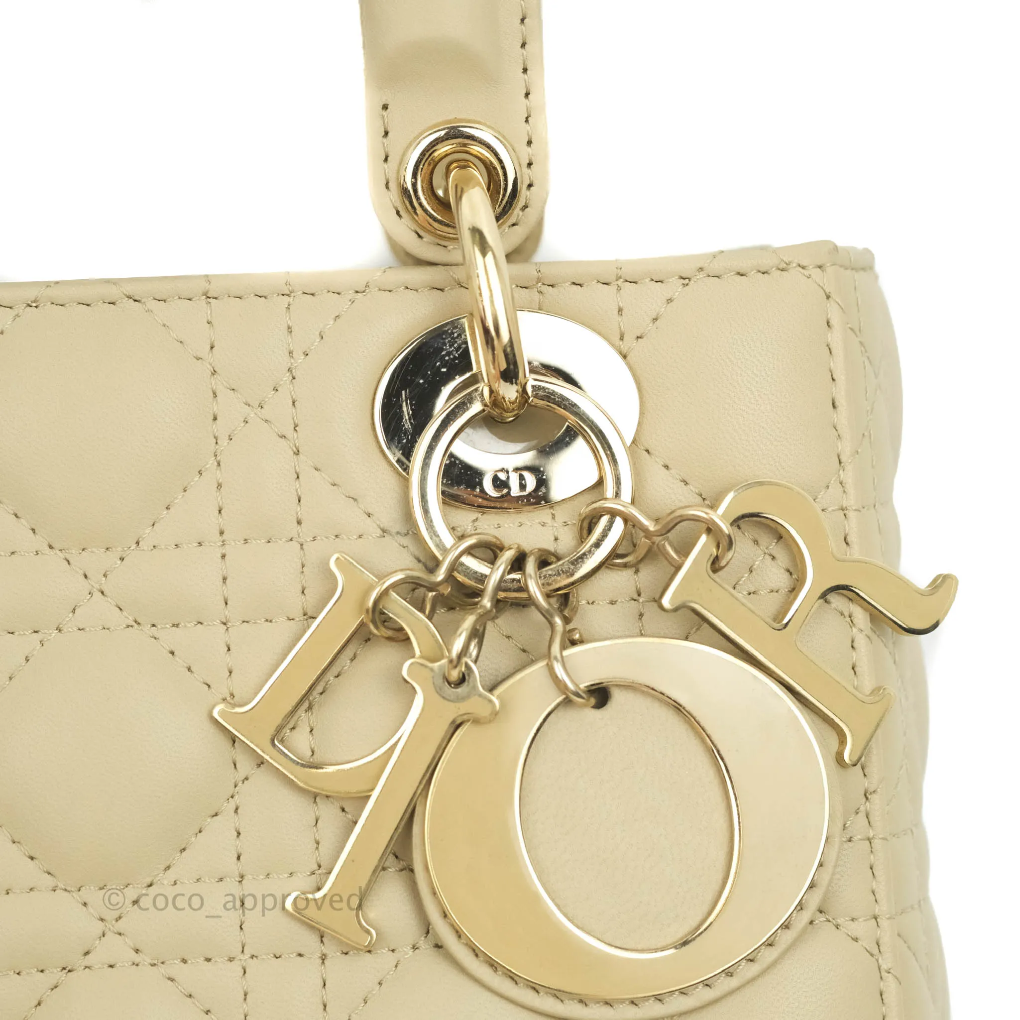 Christian Dior Lambskin My ABCDior Lady Dior Matte Beige Gold Hardware